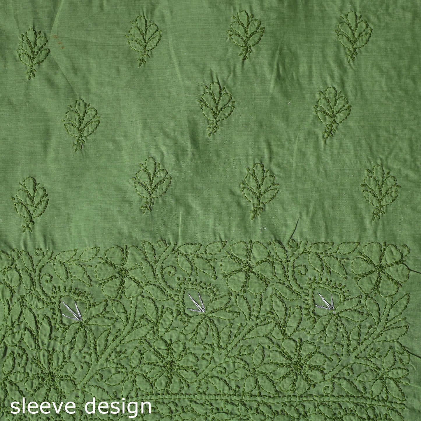 Lucknow Chikankari Parsi Style Hand Embroidered Pure Mul Cotton Unstitched Kurta Material (2.8M) 18