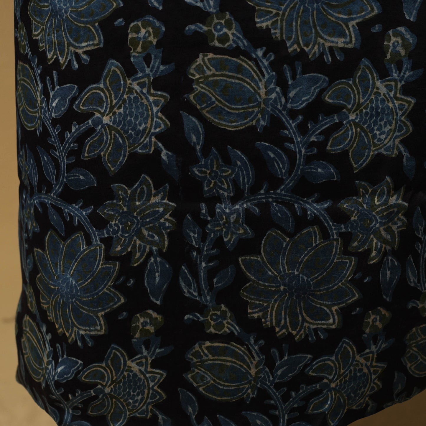 Bagru Hand Block Print Natural Dyed Modal Silk 2pc Unstitched Dress Material Kurta Set 05