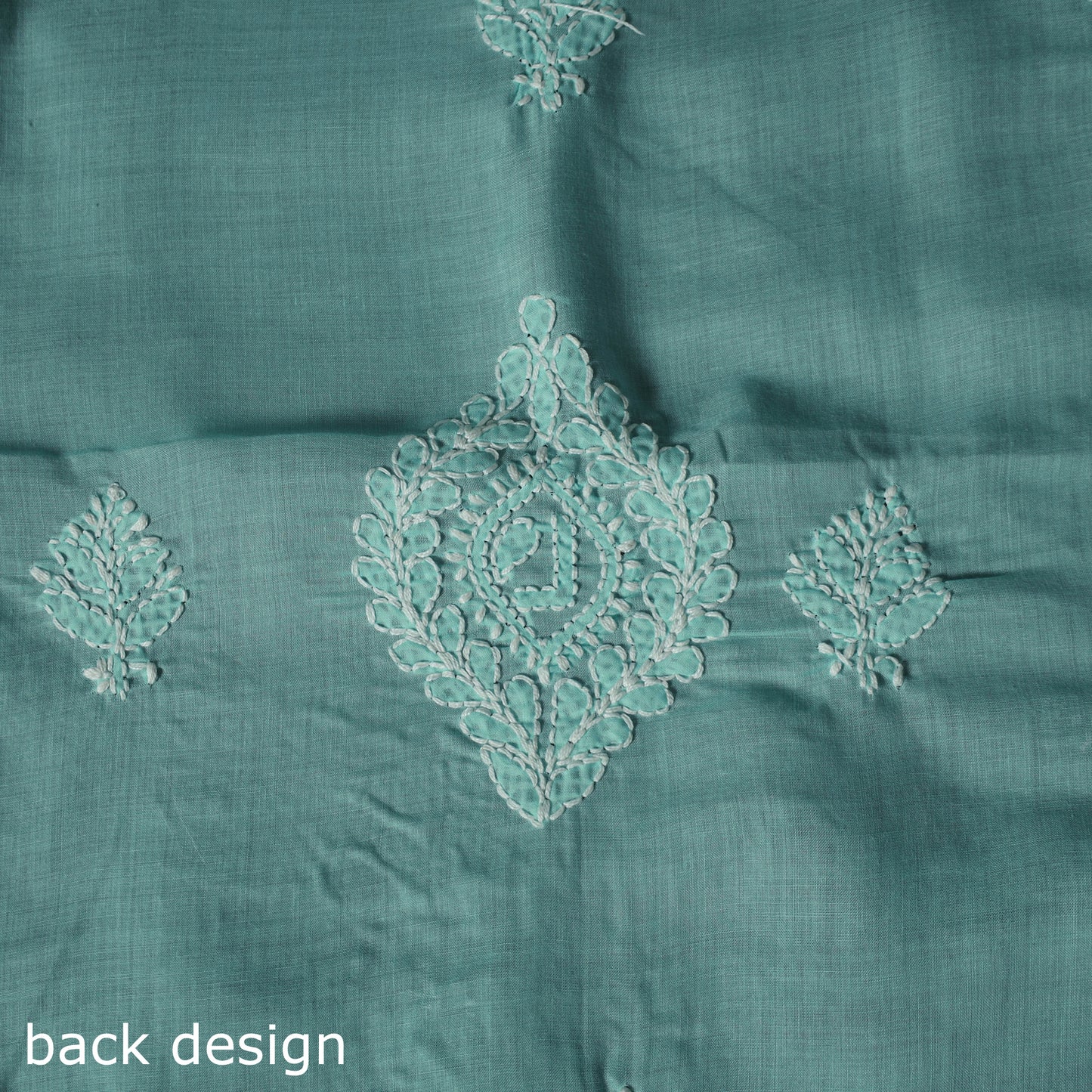 Lucknow Chikankari Parsi Style Hand Embroidered Pure Mul Cotton Unstitched Kurta Material (2.8M) 20