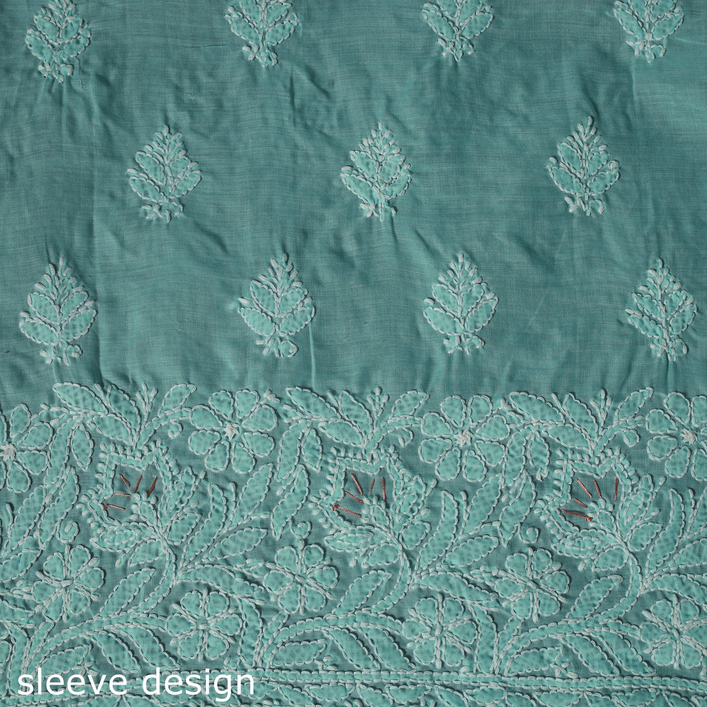 Lucknow Chikankari Parsi Style Hand Embroidered Pure Mul Cotton Unstitched Kurta Material (2.8M) 20