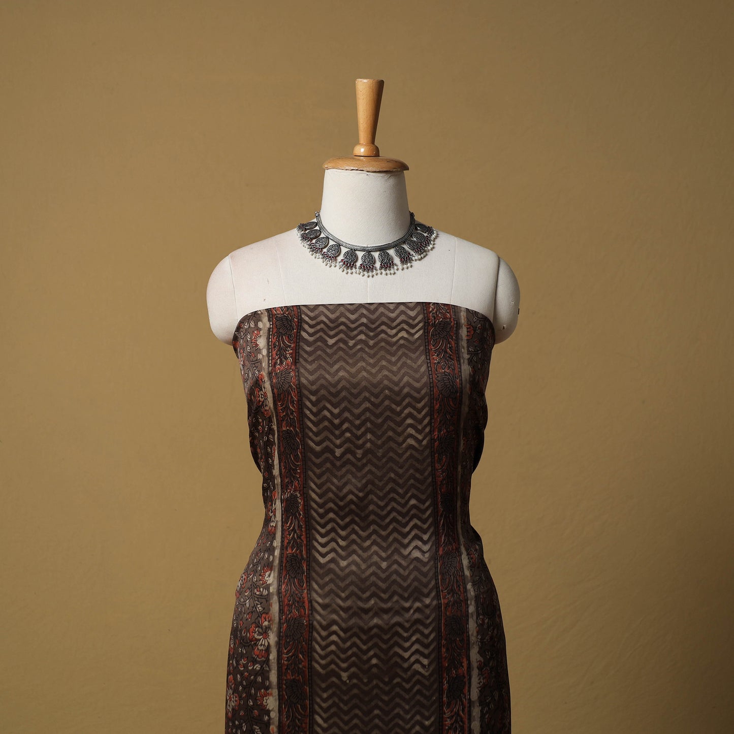 Bagru Hand Block Print Natural Dyed Modal Silk 2pc Unstitched Dress Material Kurta Set 19