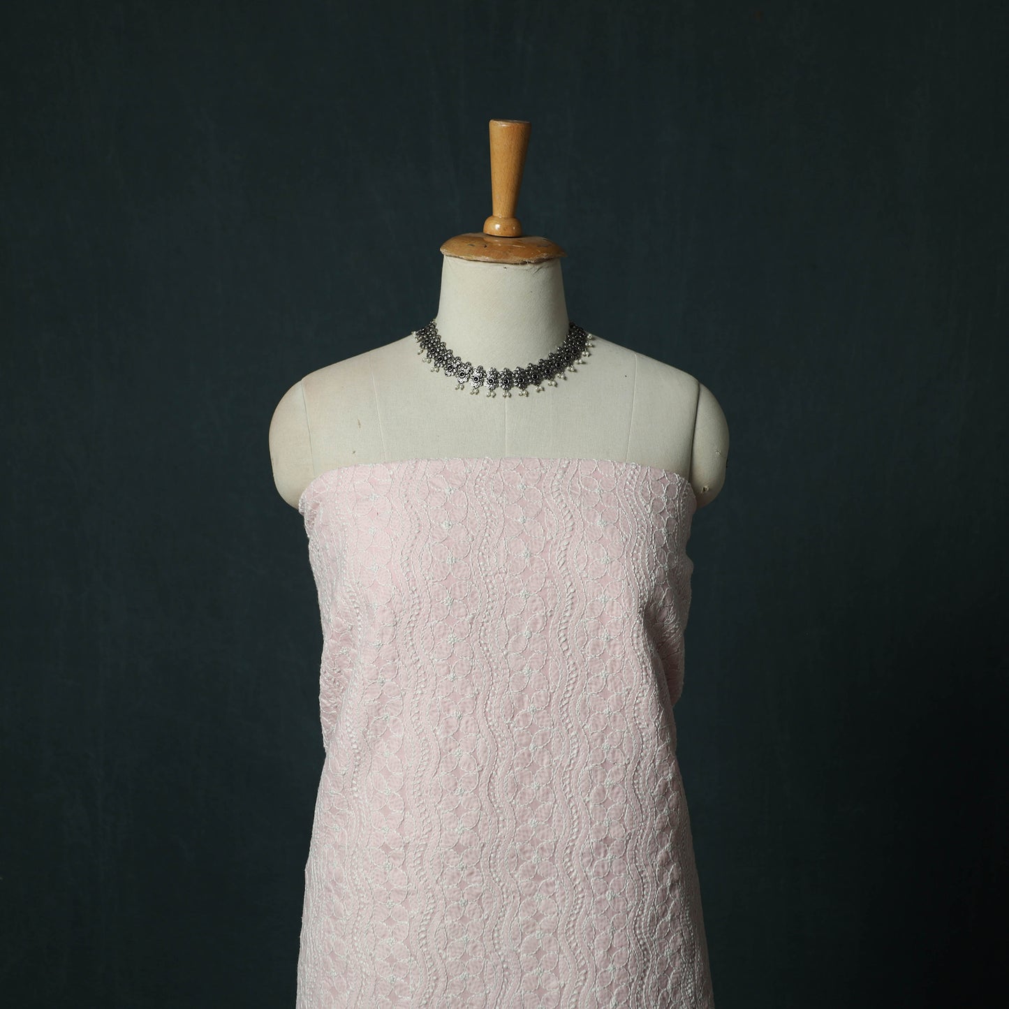 Pink - Lucknowi Chikankari Hand Embroidered Cotton 3pc Unstitched Dress Material Suit Set 03