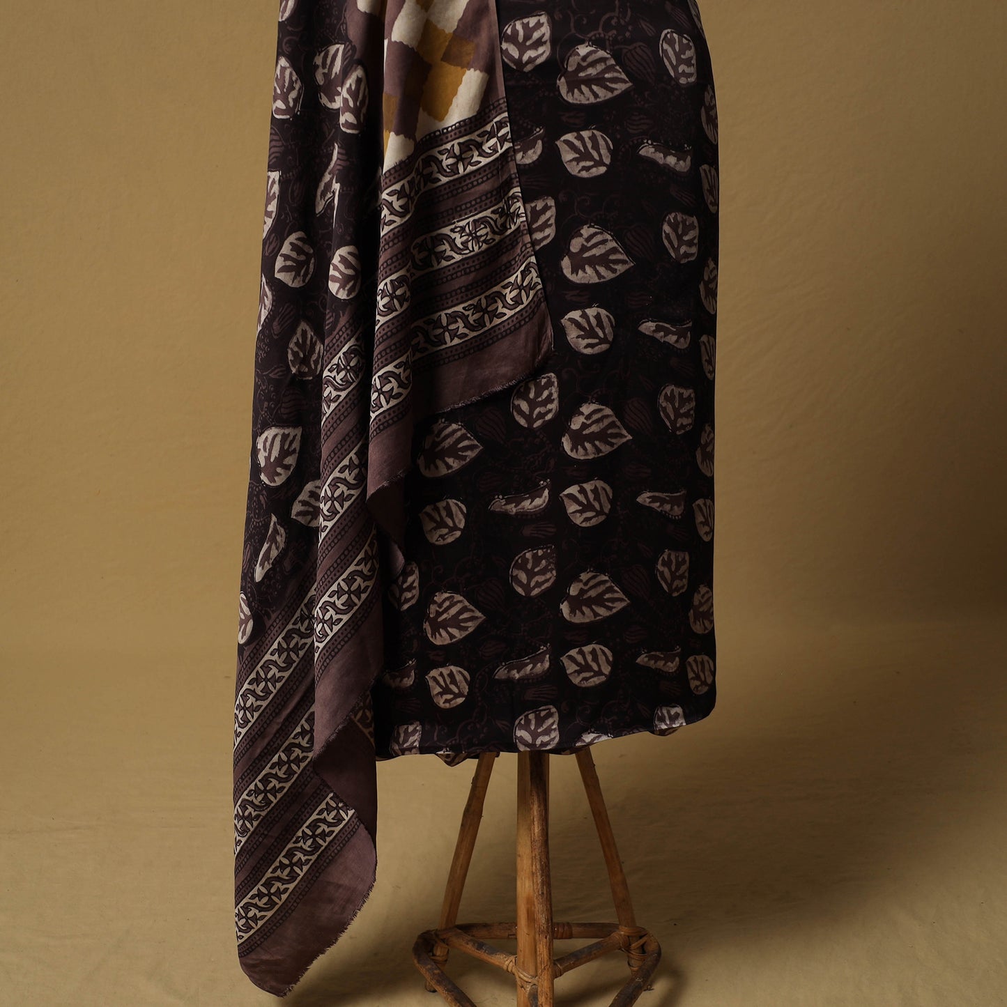 Bagru Hand Block Print Natural Dyed Modal Silk 2pc Unstitched Dress Material Kurta Set 26