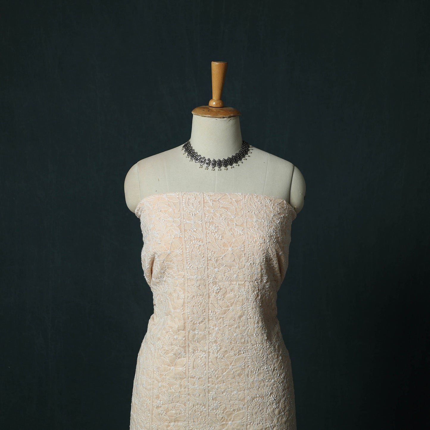 Beige - Lucknowi Chikankari Hand Embroidered Cotton 3pc Unstitched Dress Material Suit Set 08