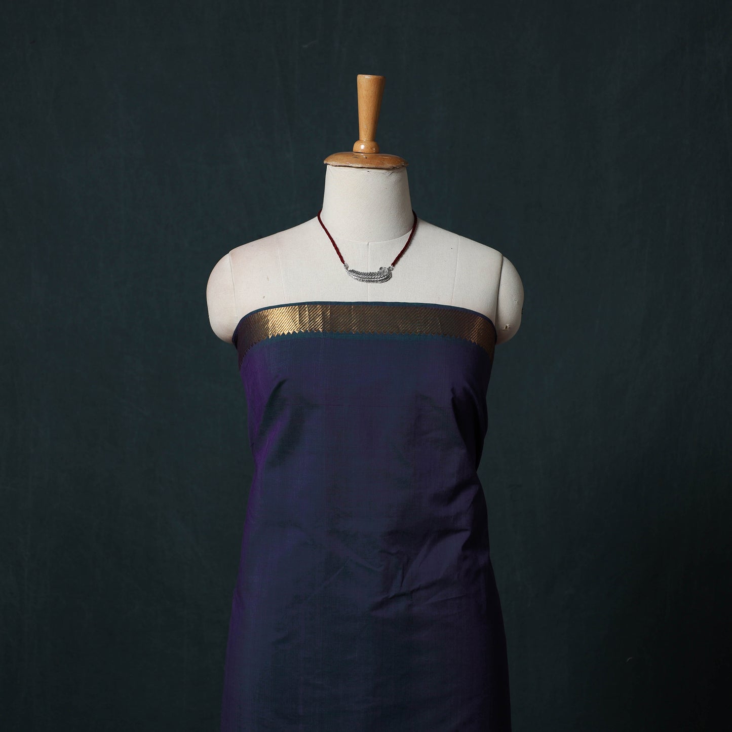 Mangalagiri Handwoven 2pc Cotton Unstitched Dress Material Kurta Set with Jewellery 10