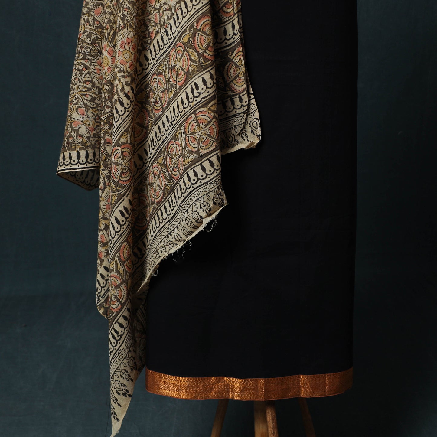 Mangalagiri Handwoven 2pc Cotton Unstitched Dress Material Kurta Set with Jewellery 20