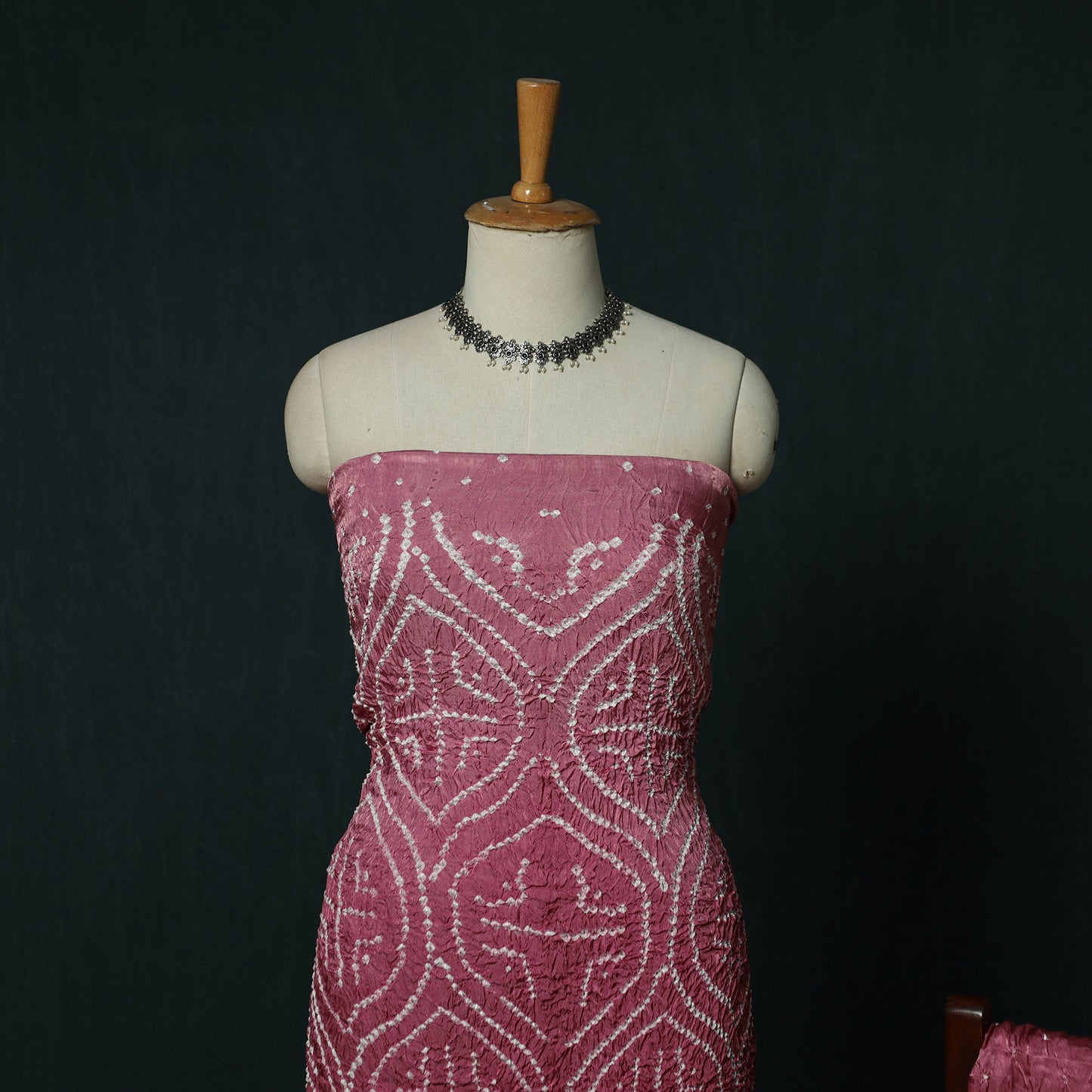 Kutch Bandhani Tie-Dye Modal Silk Heavy Banarasi Zari 3pc Unstitched Dress Material Suit Set 42