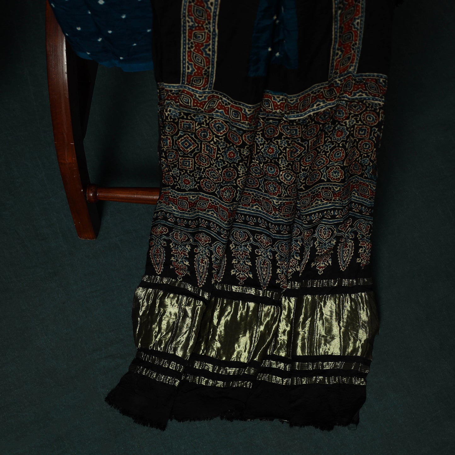Kutch Ajrakh Bandhani Tie-Dye Modal Silk 3pc Unstitched Dress Material Suit Set 31