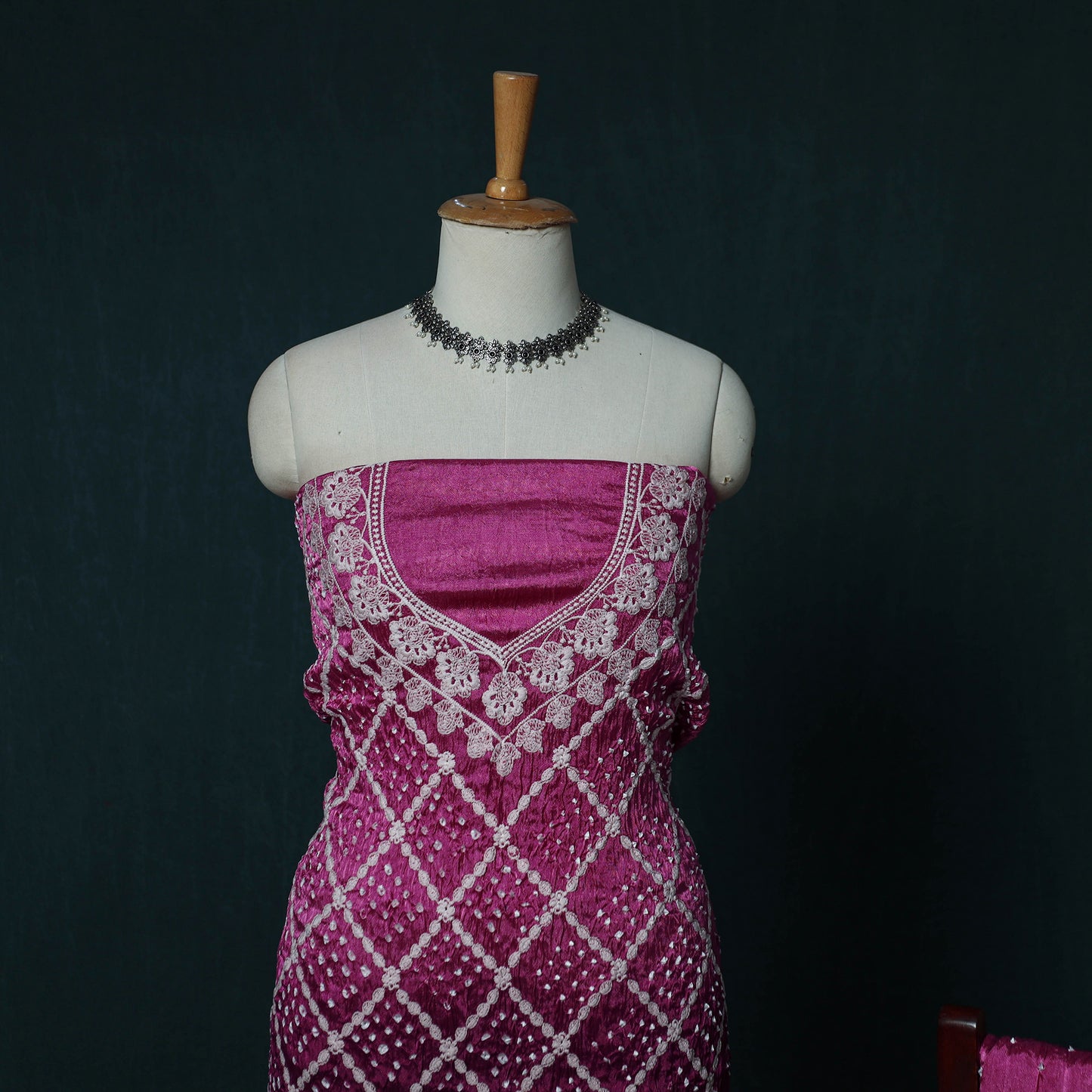 Kutch Bandhani Tie-Dye Modal Silk Embroidered 3pc Unstitched Dress Material Suit Set 24