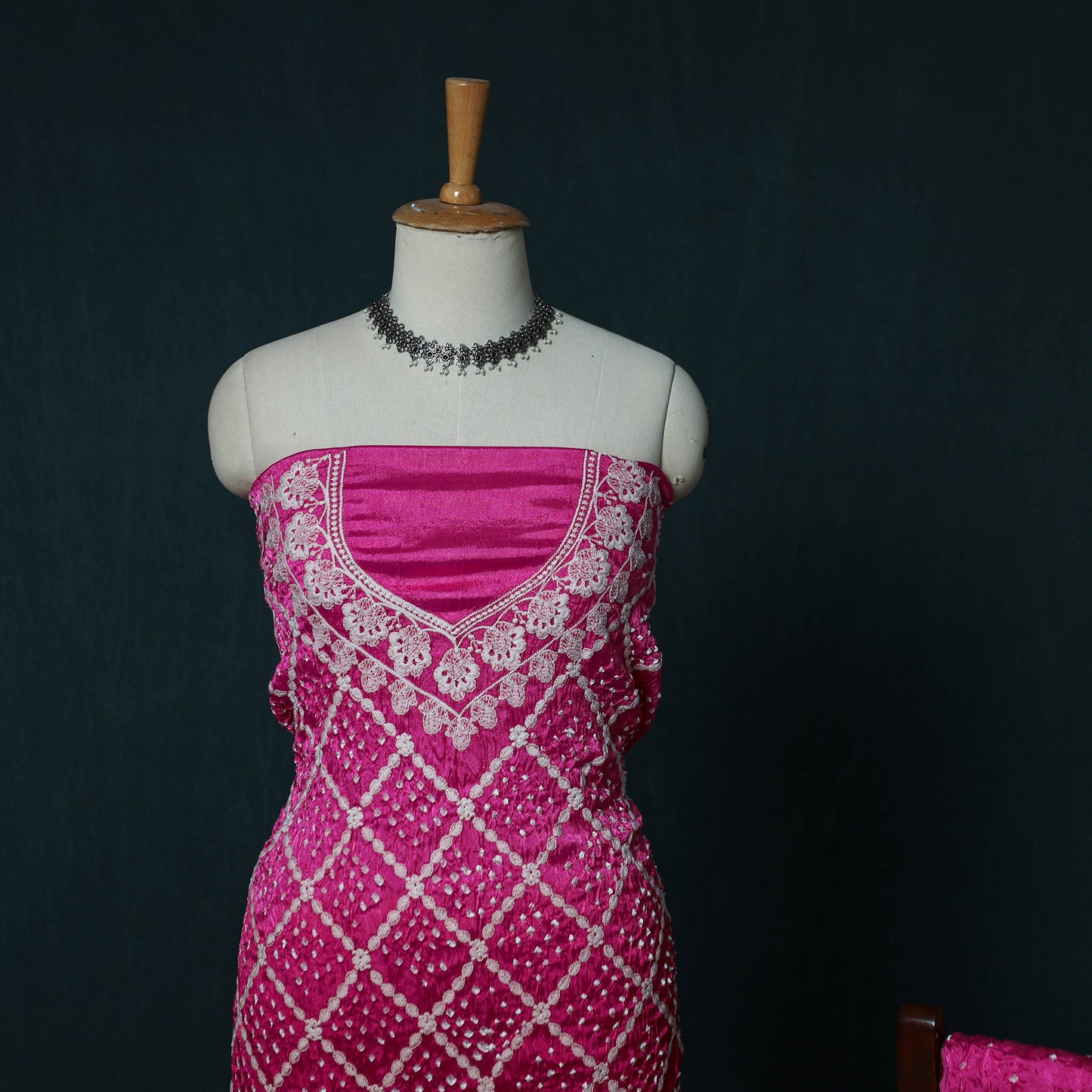 Kutch Bandhani Tie-Dye Modal Silk Embroidered 3pc Unstitched Dress Material Suit Set 27