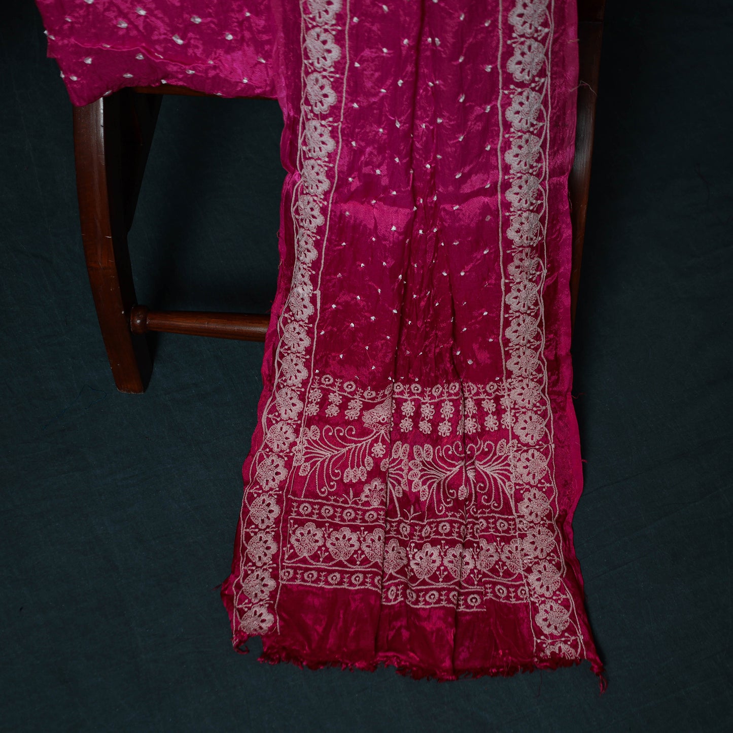 Kutch Bandhani Tie-Dye Modal Silk Embroidered 3pc Unstitched Dress Material Suit Set 27