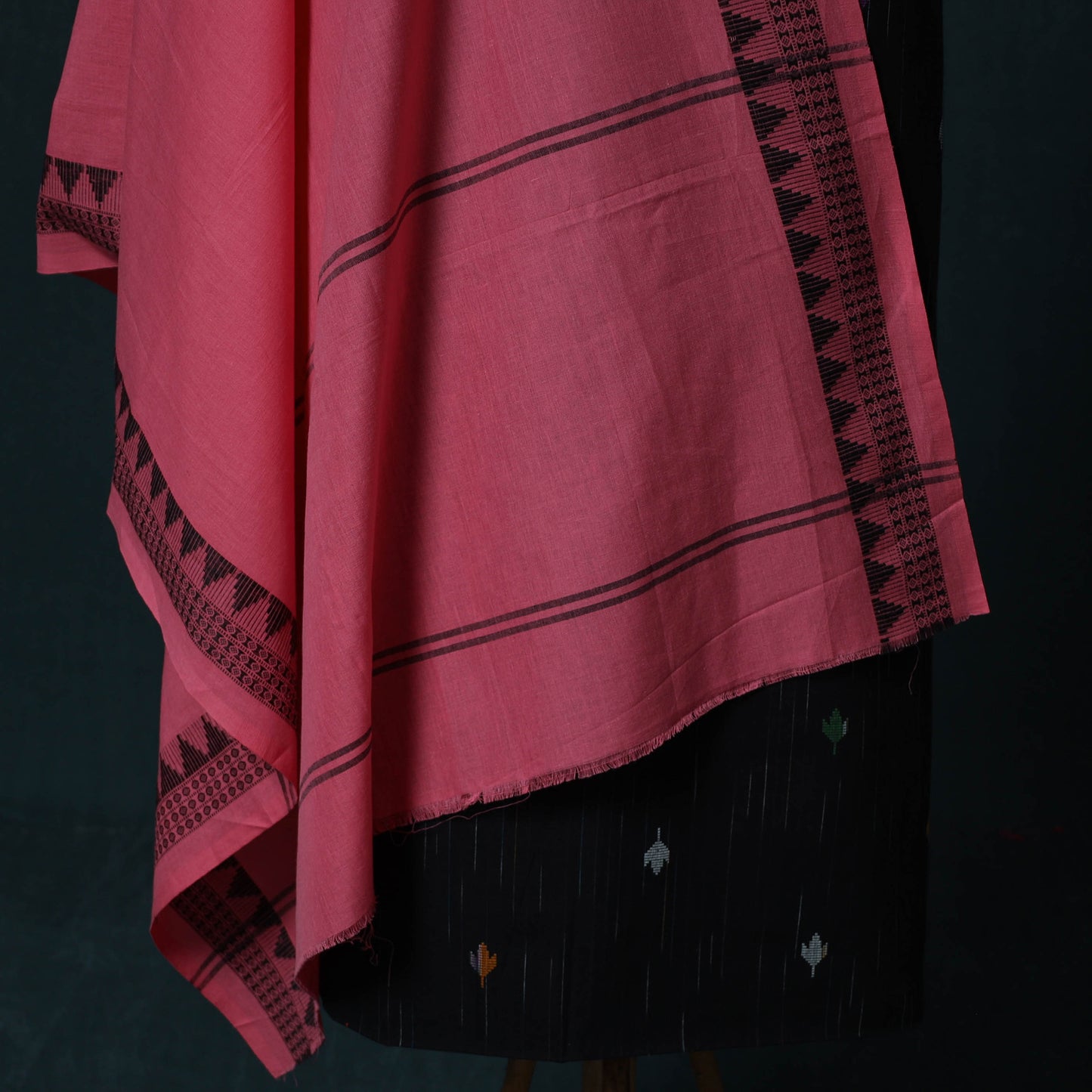 Jacquard Cotton 2pc Unstitched Dress Material Kurta Set with Jewellery Set 12