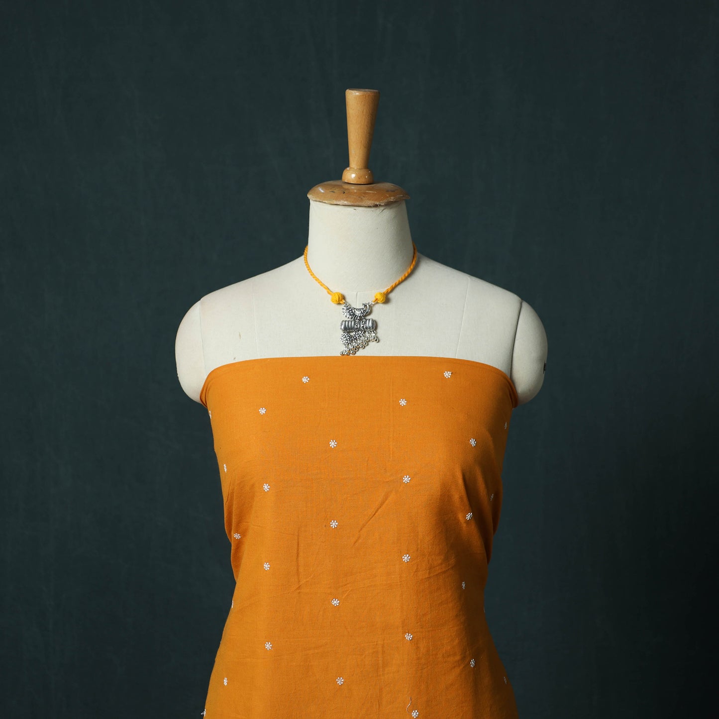 Jacquard Woven 2pc Cotton Unstitched Dress Material Kurta Set with Jewellery 03