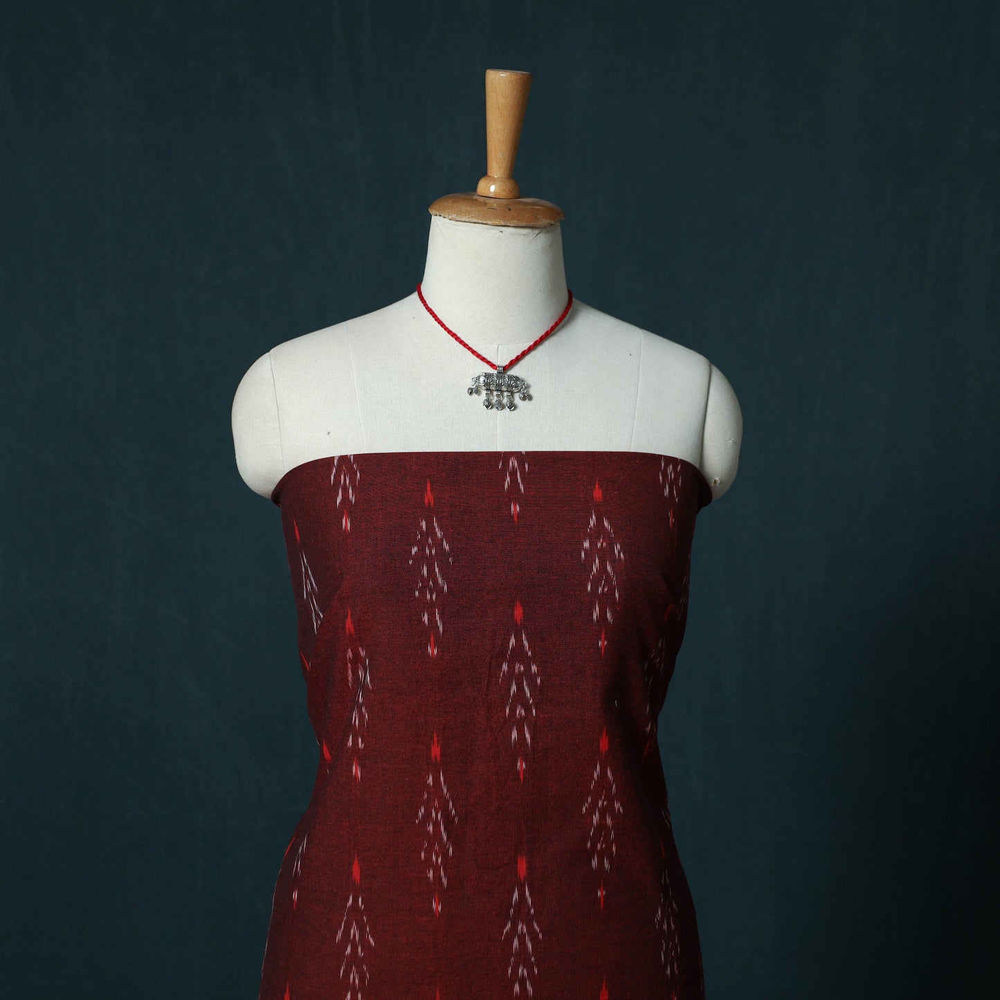 Pochampally Ikat Cotton 2pc Unstitched Dress Material Kurta Set with Jewellery Set 18