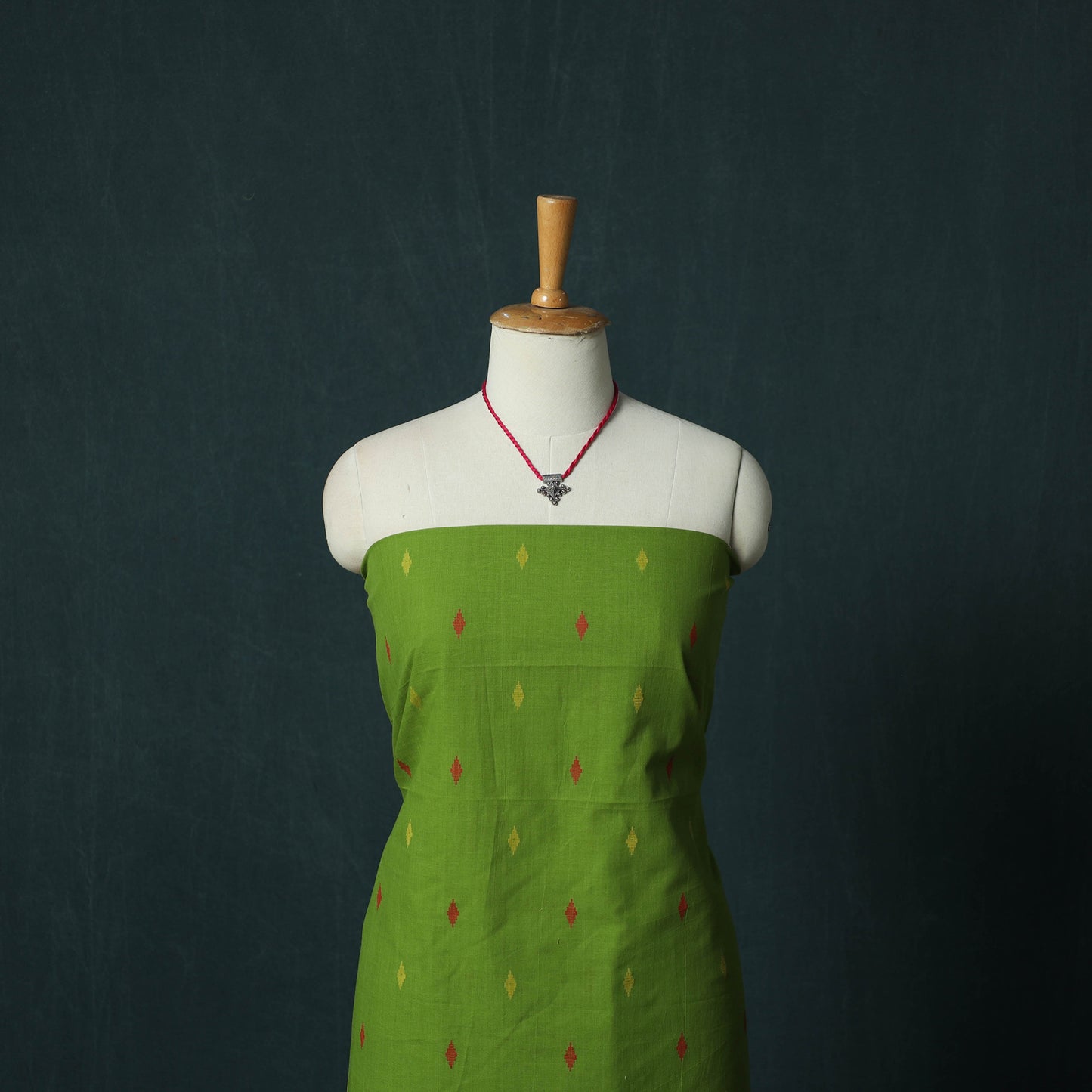 Jacquard Woven 2pc Cotton Unstitched Dress Material Kurta Set with Jewellery 12