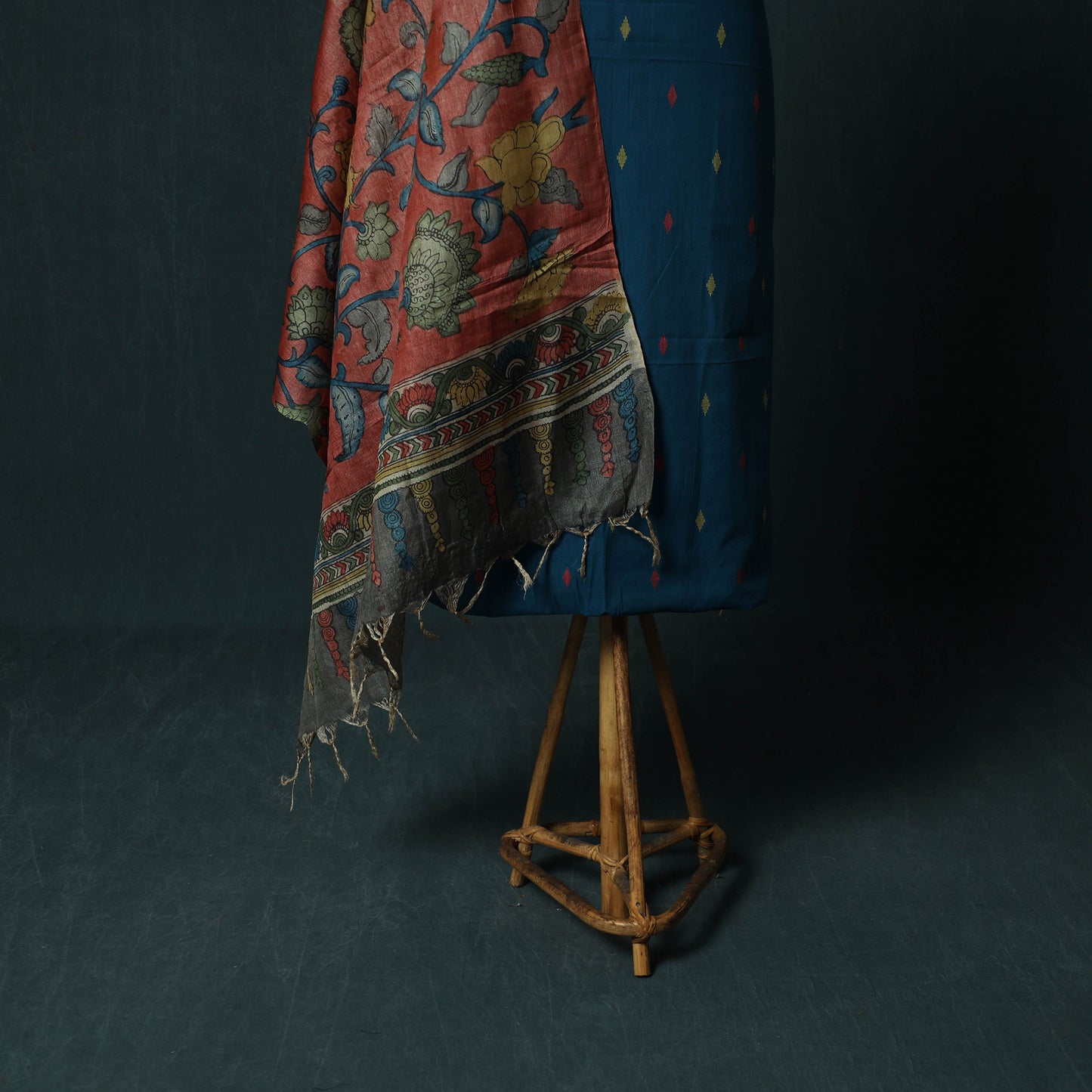 Jacquard Woven 2pc Cotton Unstitched Dress Material Kurta Set with Jewellery 18