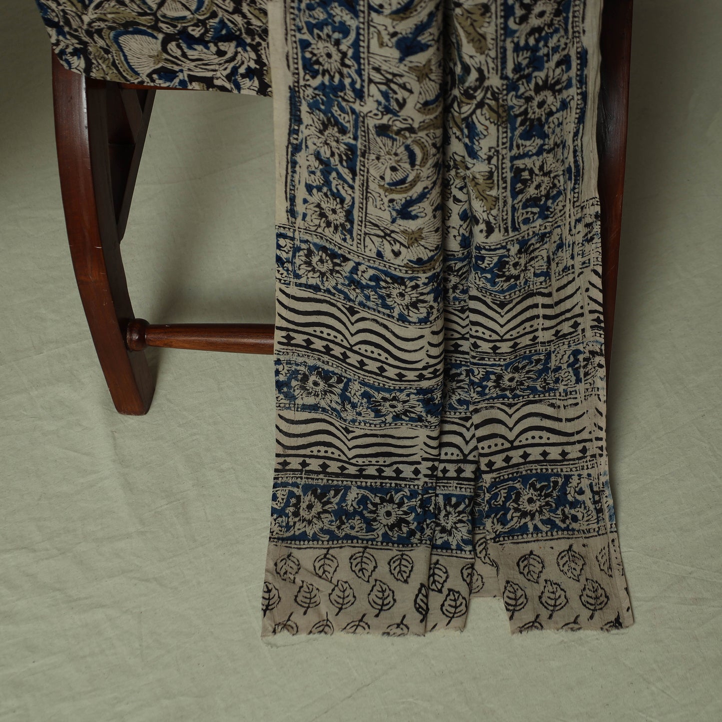 Pedana Kalamkari Hand Block Print Natural Dyed Cotton 3pc Unstitched Dress Material Suit Set 02