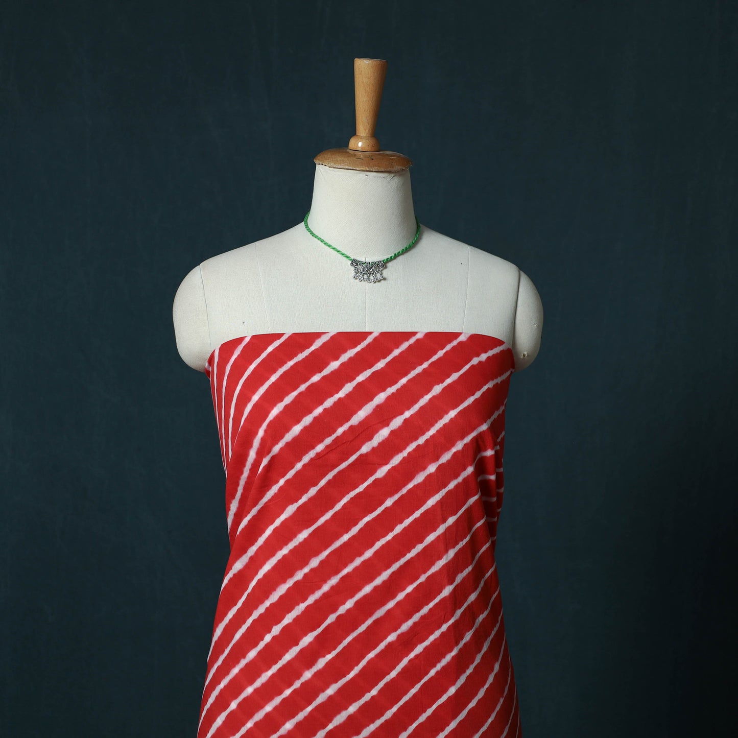 Leheriya Tie-Dye Cotton 2pc Unstitched Dress Material Kurta Set with Jewellery Set 36