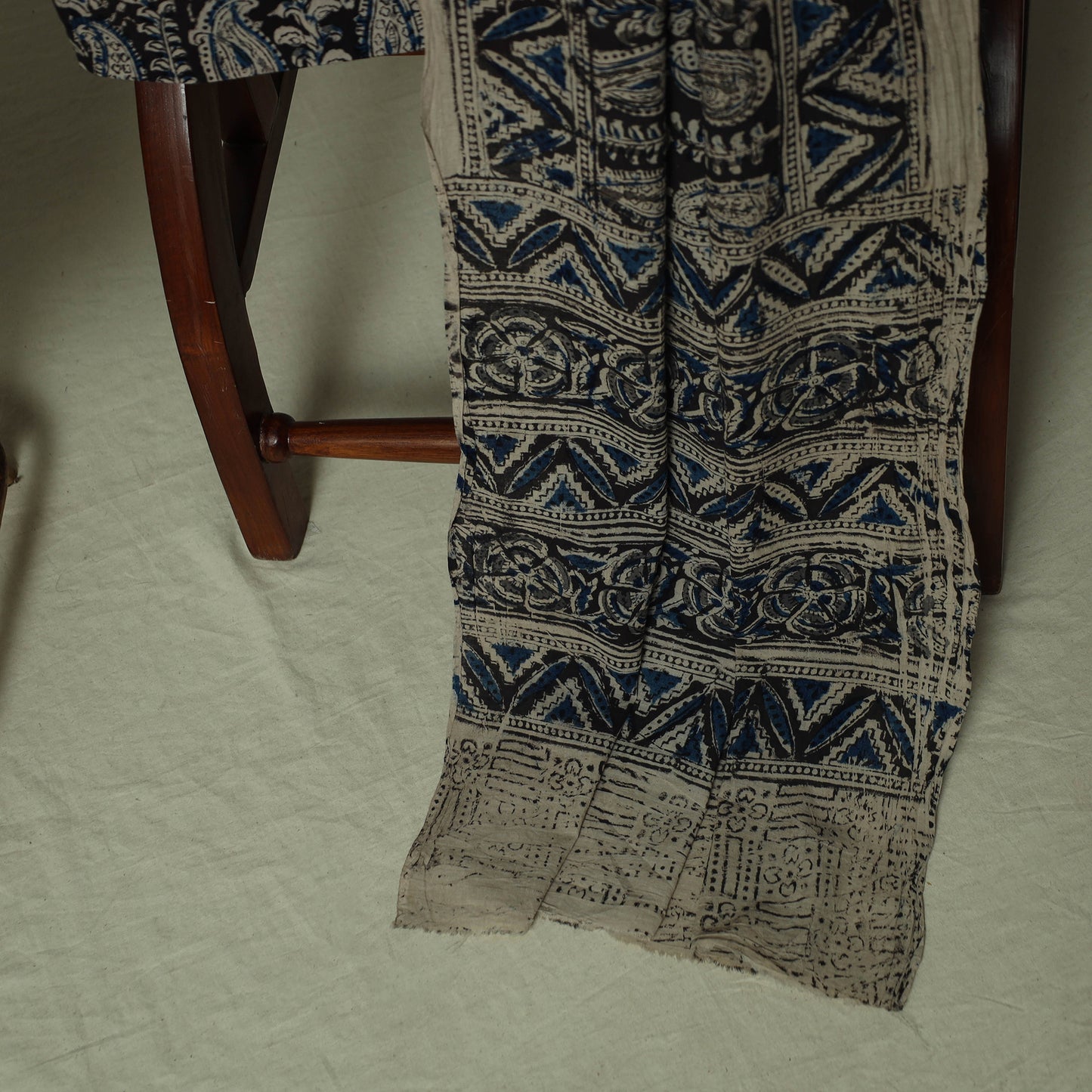 Pedana Kalamkari Hand Block Print Natural Dyed Cotton 3pc Unstitched Dress Material Suit Set 05