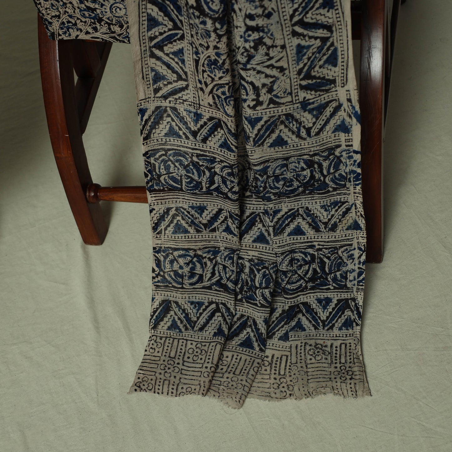 Pedana Kalamkari Hand Block Print Natural Dyed Cotton 3pc Unstitched Dress Material Suit Set 13