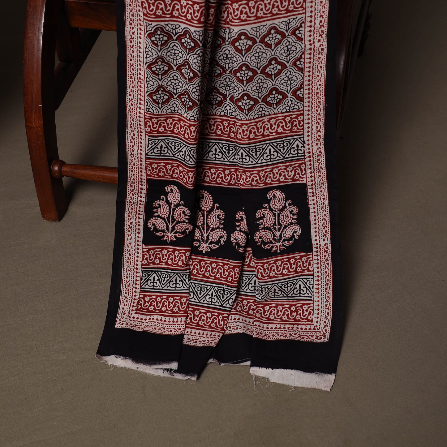 Multicolor - Natural Dyed Cotton 3pc Unstitched Hand Block Bagh Print Dress Material Suit Set 15