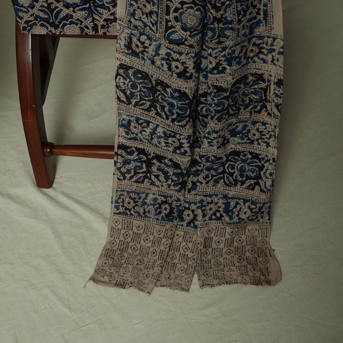 Pedana Kalamkari Hand Block Print Natural Dyed Cotton 3pc Unstitched Dress Material Suit Set 14
