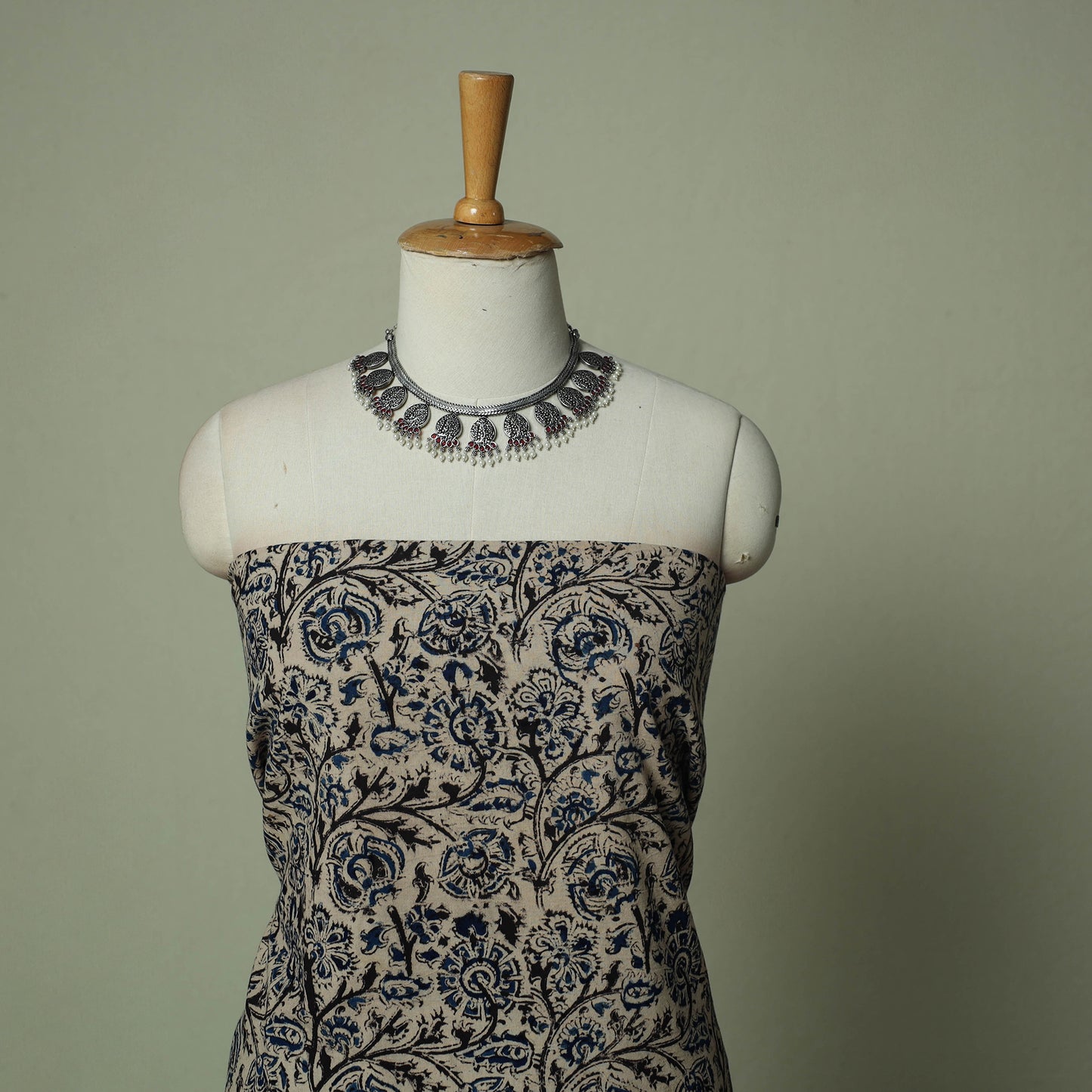 Pedana Kalamkari Hand Block Print Natural Dyed Cotton 3pc Unstitched Dress Material Suit Set 25