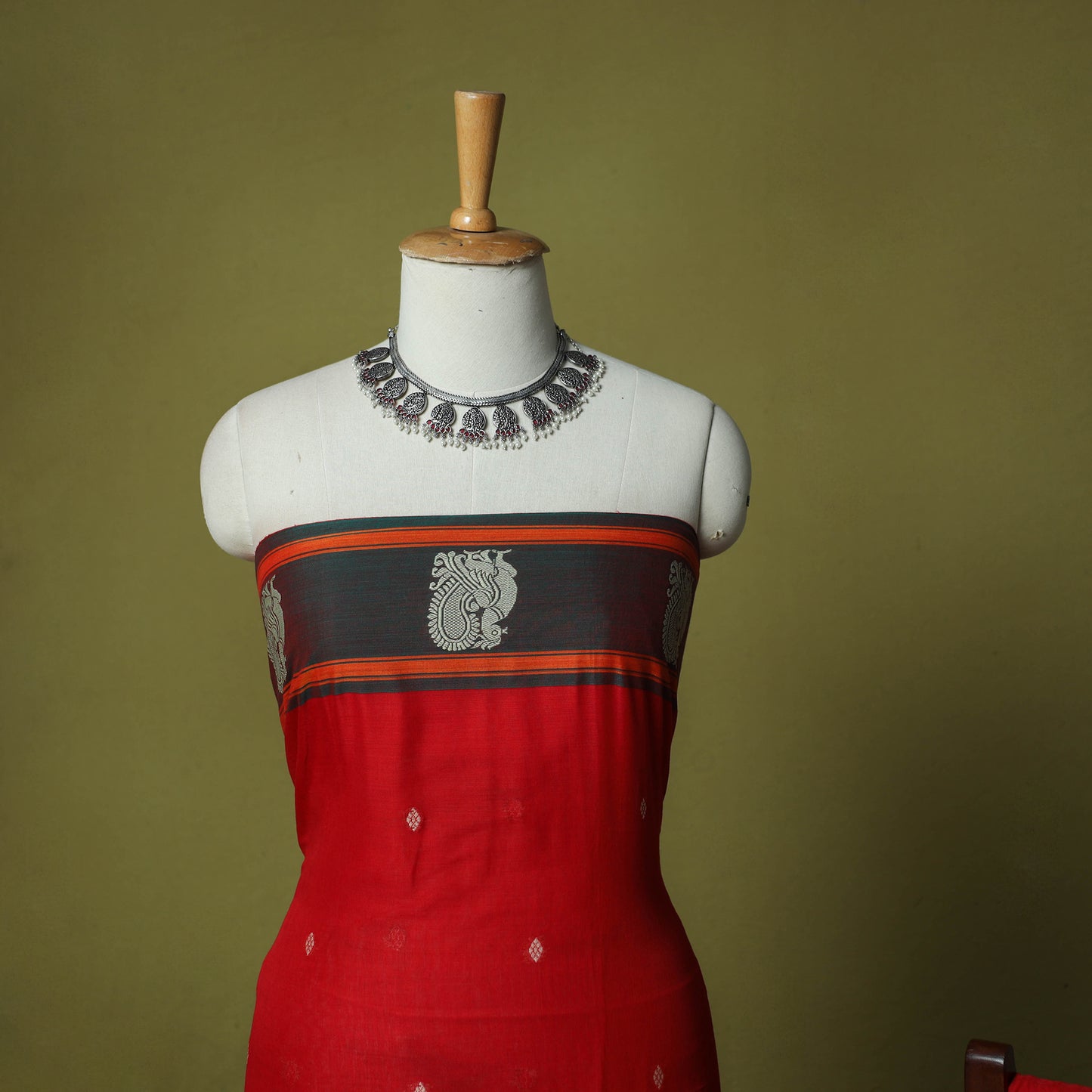 Dharwad Woven Cotton 3pc Unstitched Dress Material Suit Set with Border 02