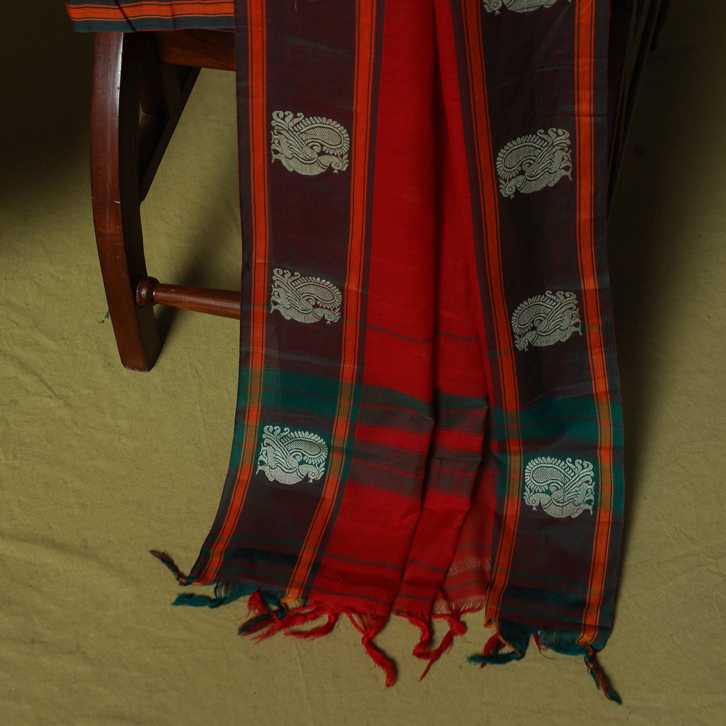 Dharwad Woven Cotton 3pc Unstitched Dress Material Suit Set with Border 02