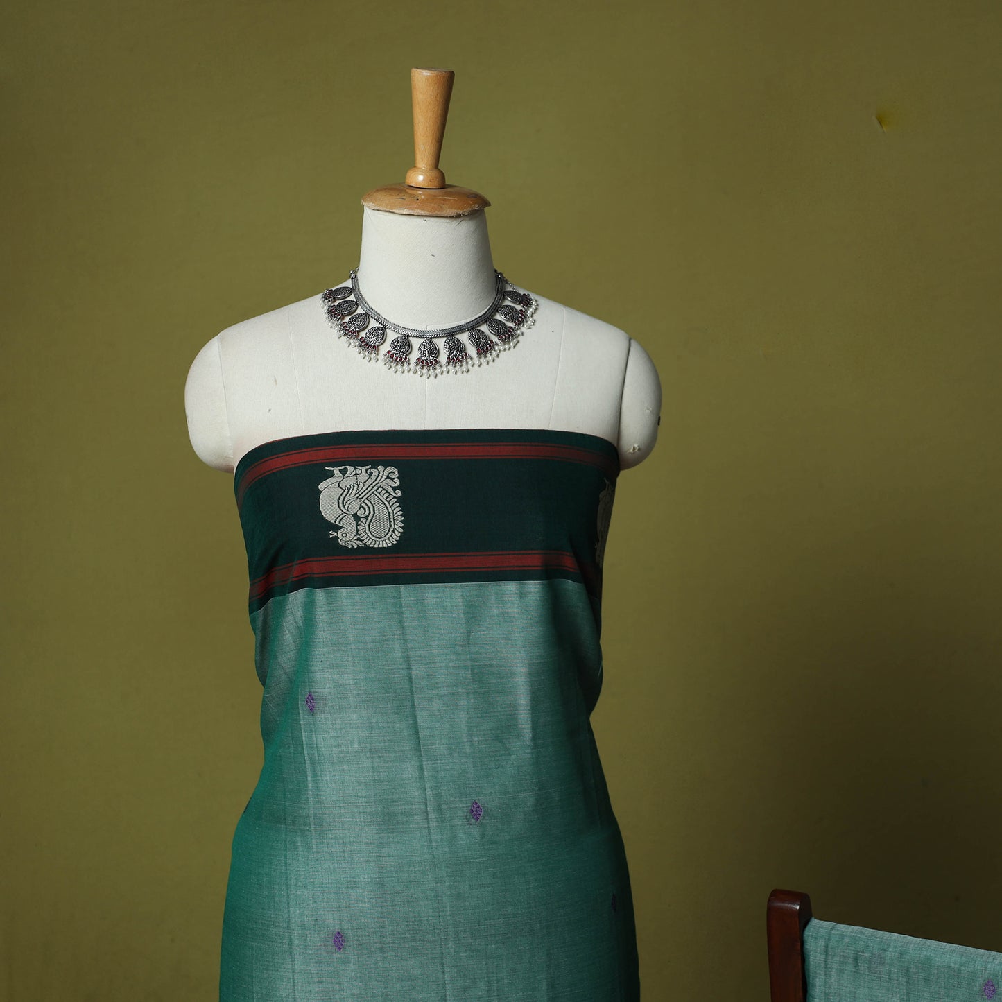 Dharwad Woven Cotton 3pc Unstitched Dress Material Suit Set with Border 06