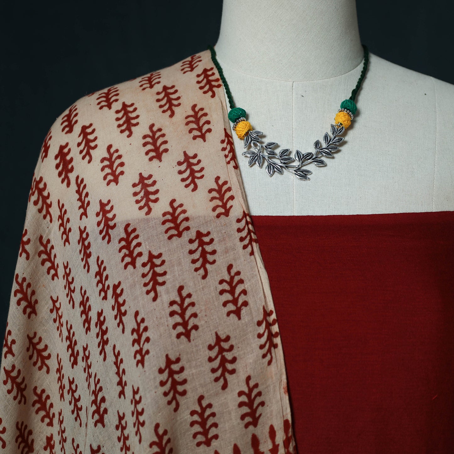 Plain Flex Cotton 2pc Unstitched Dress Material Kurta Set with Jewellery Set 25