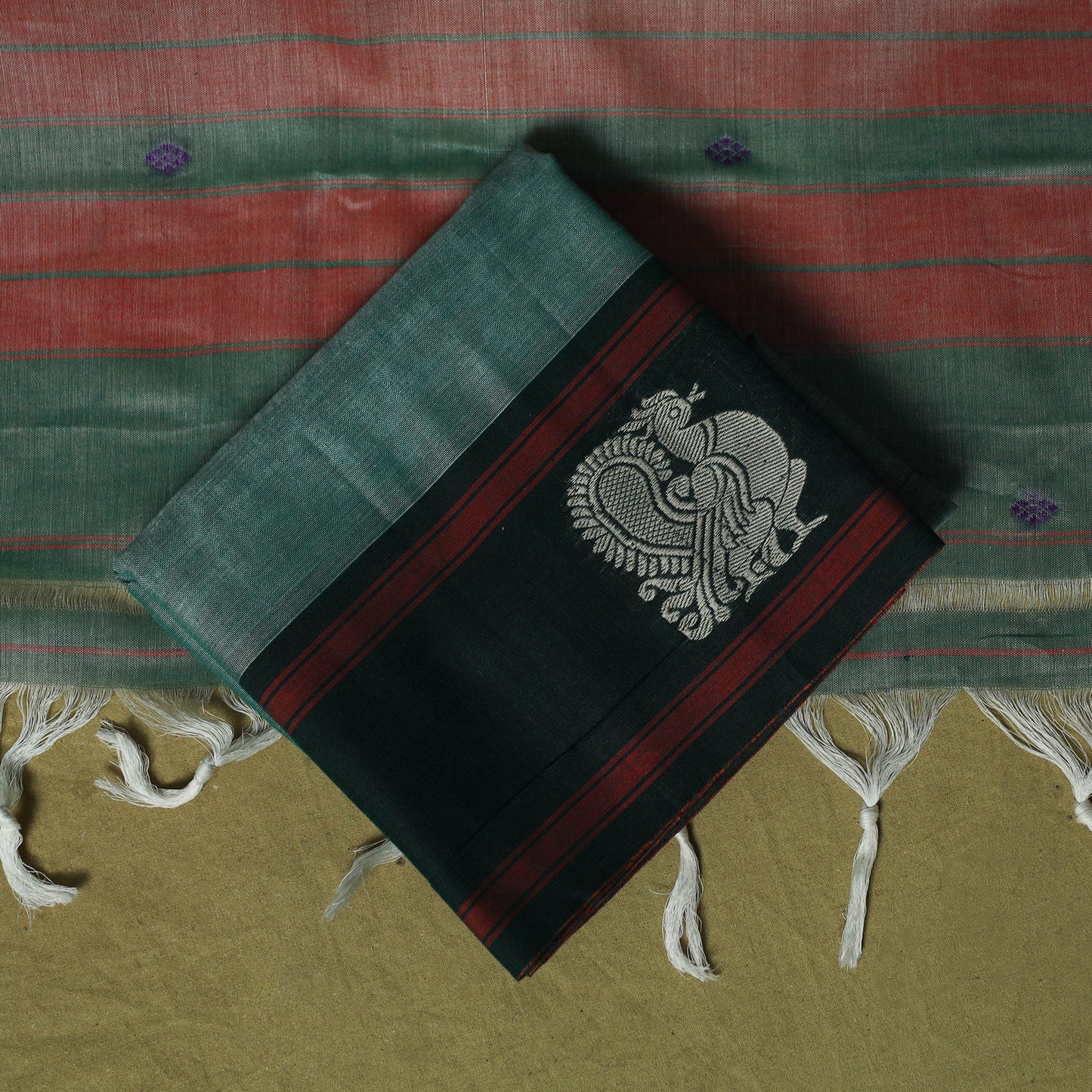 Dharwad Woven Cotton 3pc Unstitched Dress Material Suit Set with Border 06