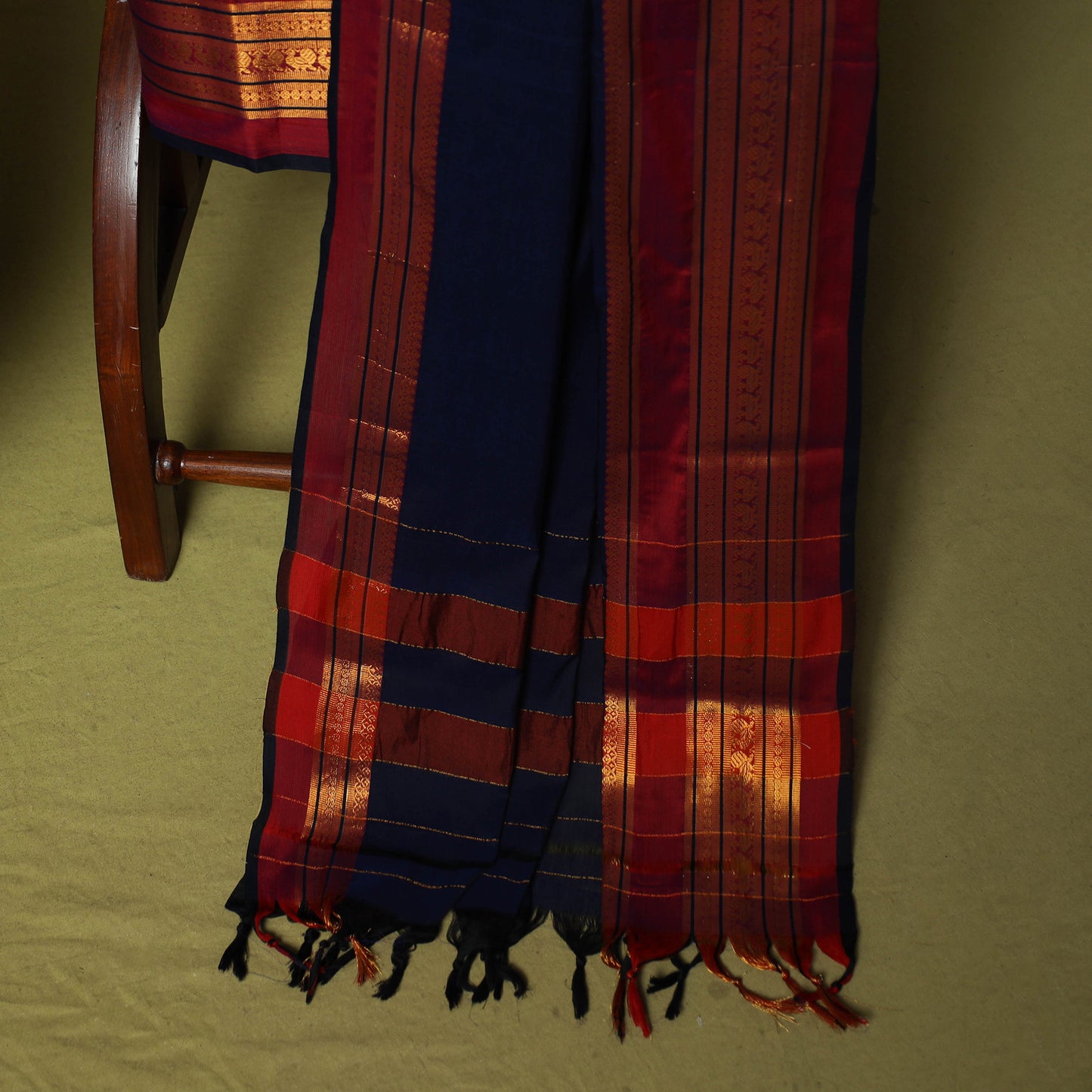 Dharwad Semi Cotton 3pc Unstitched Dress Material Suit Set with Woven Zari Border 14