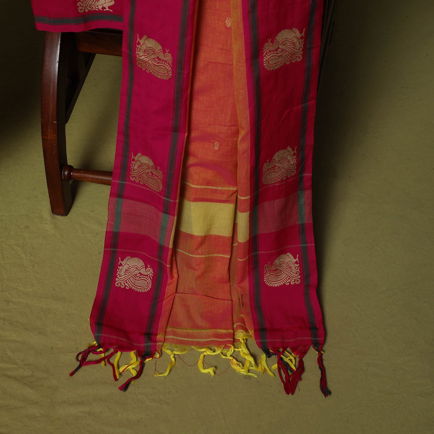 Dharwad Woven Cotton 3pc Unstitched Dress Material Suit Set with Border 11