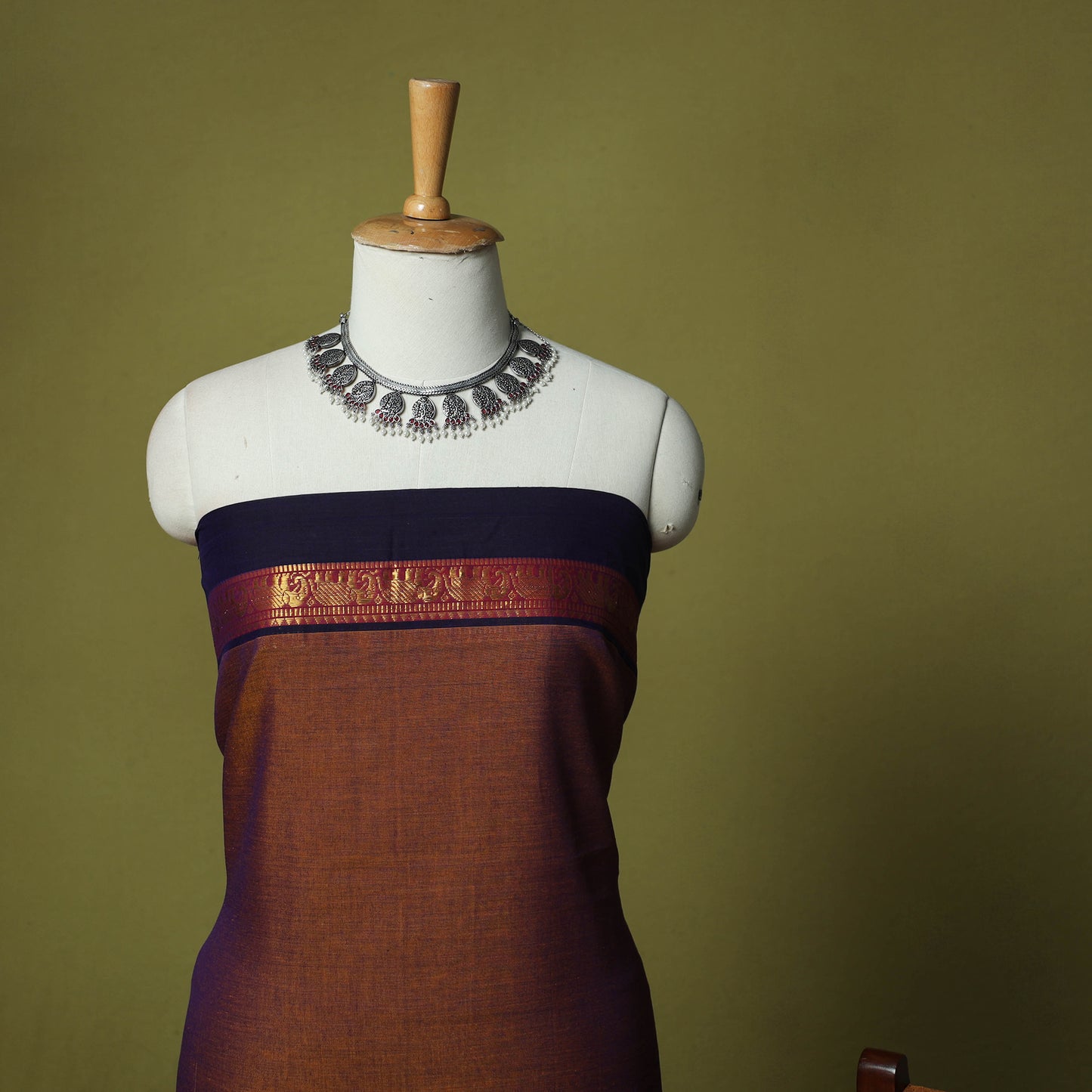 Dharwad Cotton 3pc Unstitched Dress Material Suit Set with Woven Zari Border 19