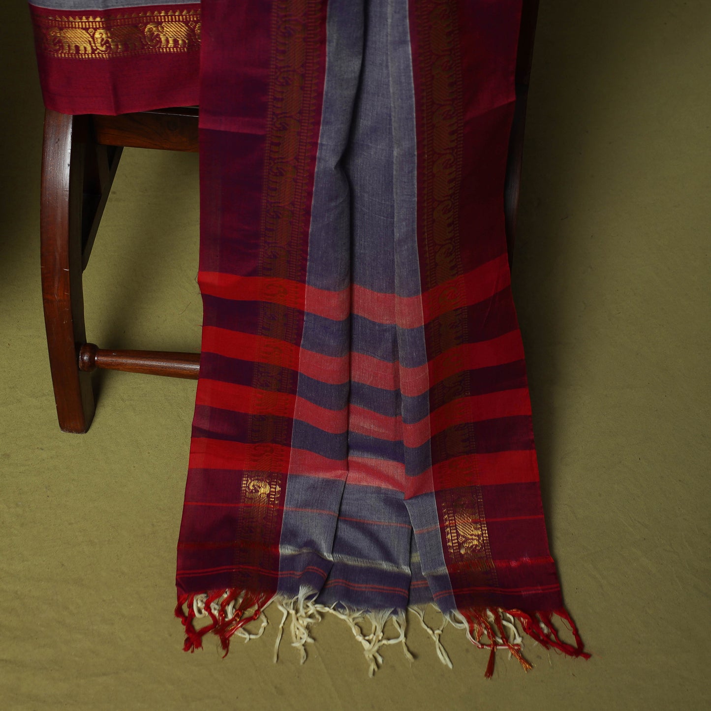 Dharwad Cotton 3pc Unstitched Dress Material Suit Set with Woven Zari Border 18