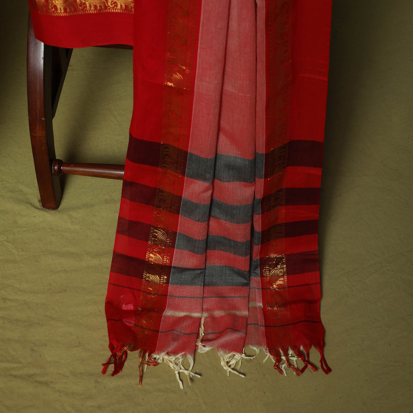 Dharwad Cotton 3pc Unstitched Dress Material Suit Set with Woven Zari Border 22