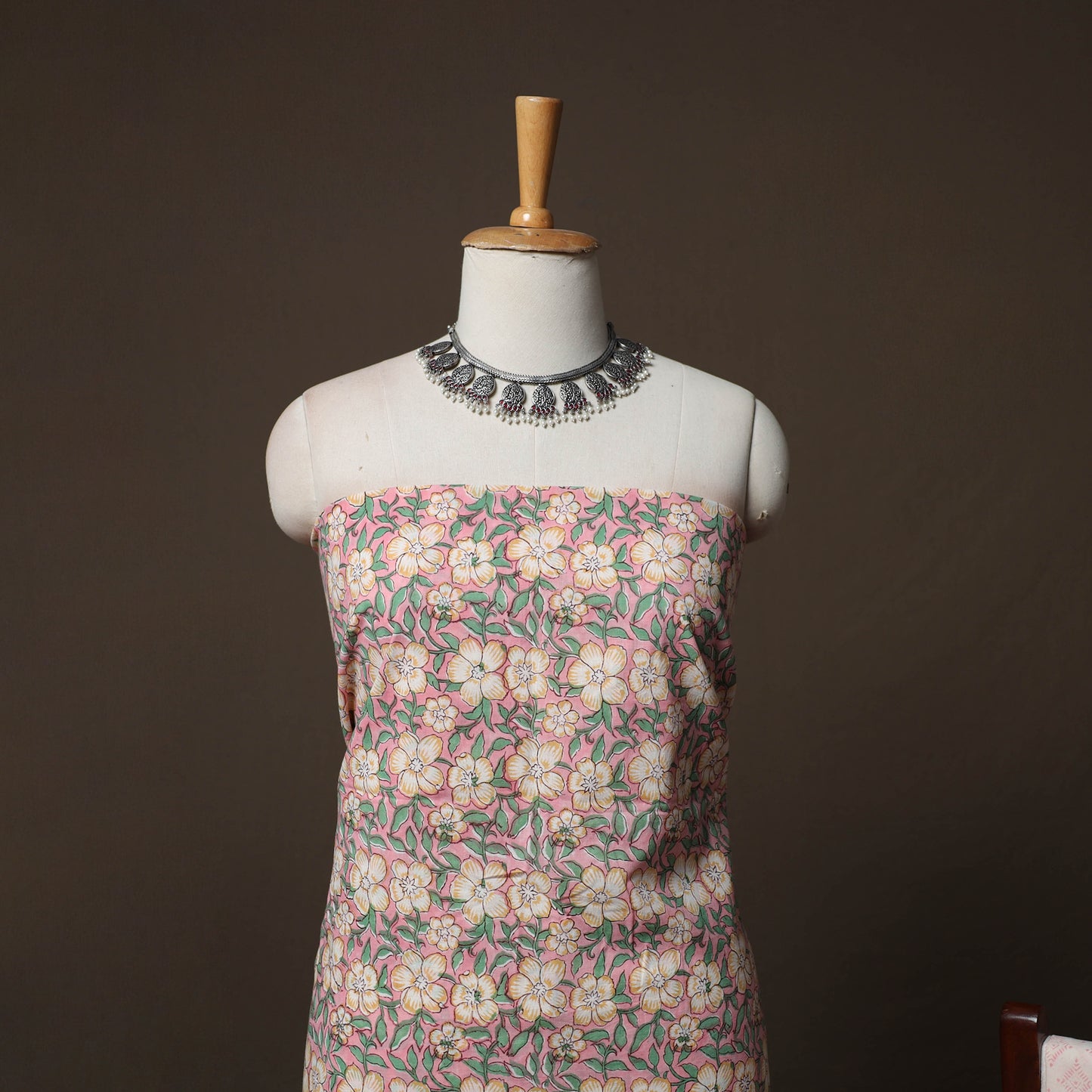 Pink - Sanganeri Hand Block Print Cotton 3pc Unstitched Dress Material Suit Set 51