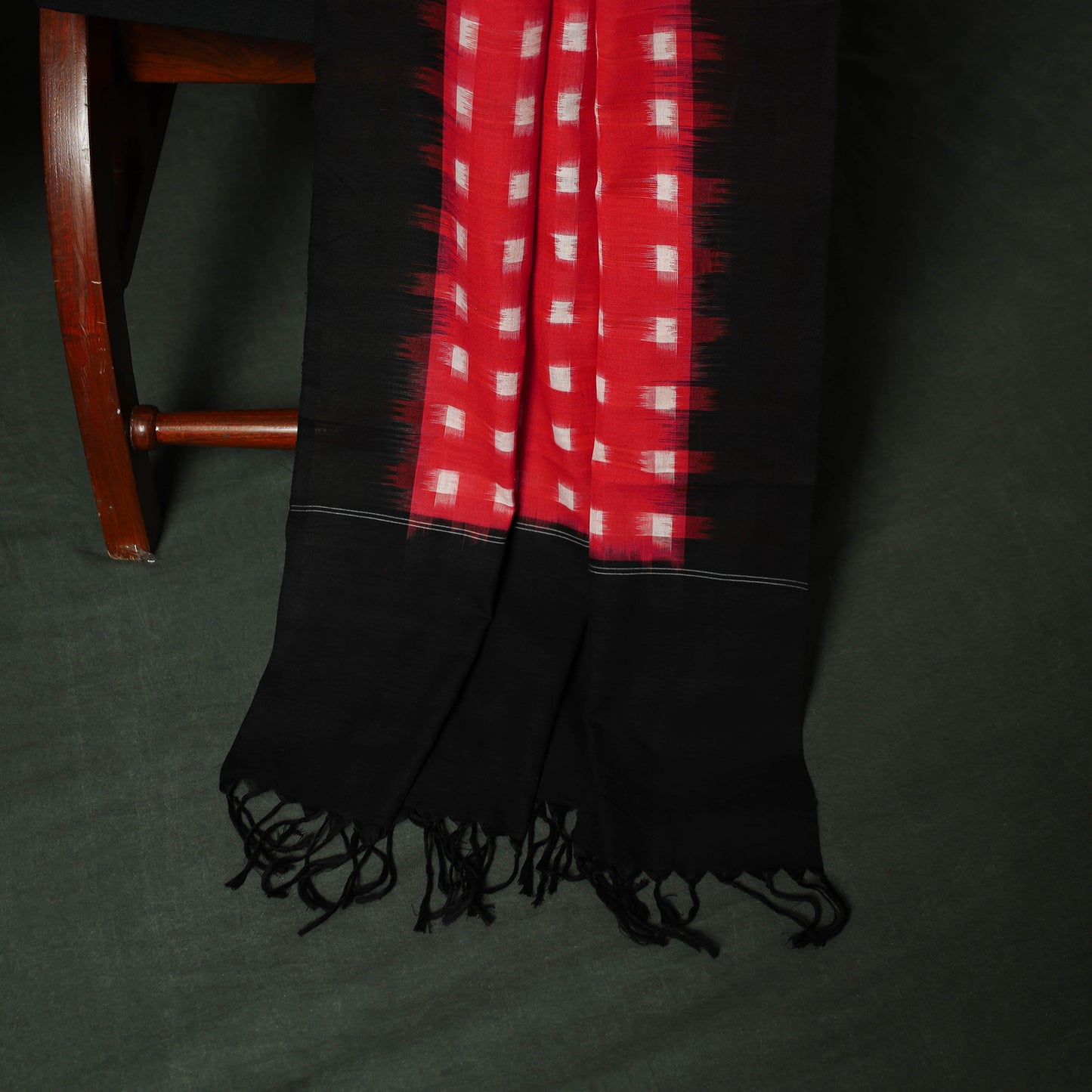 Black - Pochampally Ikat Cotton 3pc Unstitched Dress Material Suit Set 05