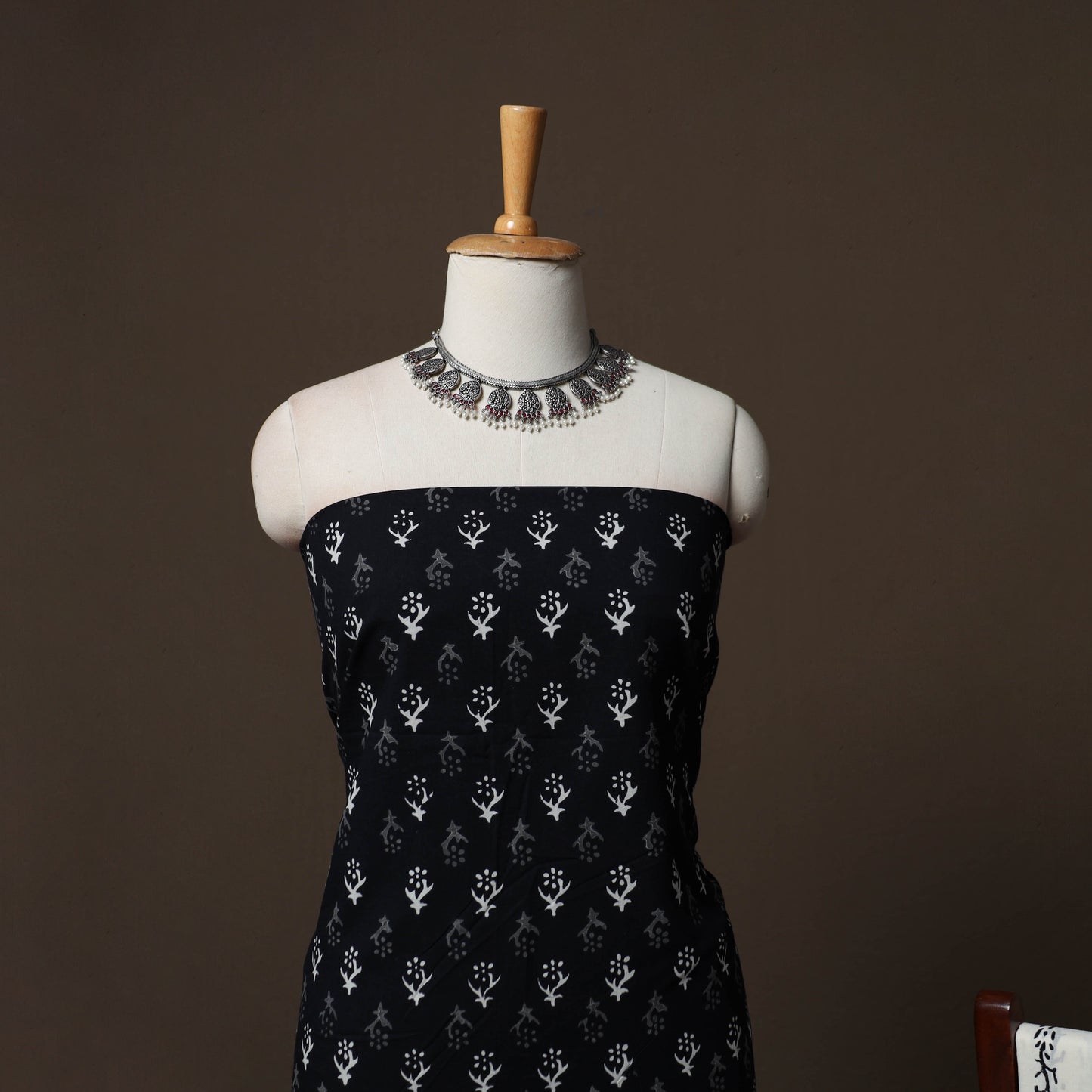 Black - Sanganeri Hand Block Print Cotton 3pc Unstitched Dress Material Suit Set 58