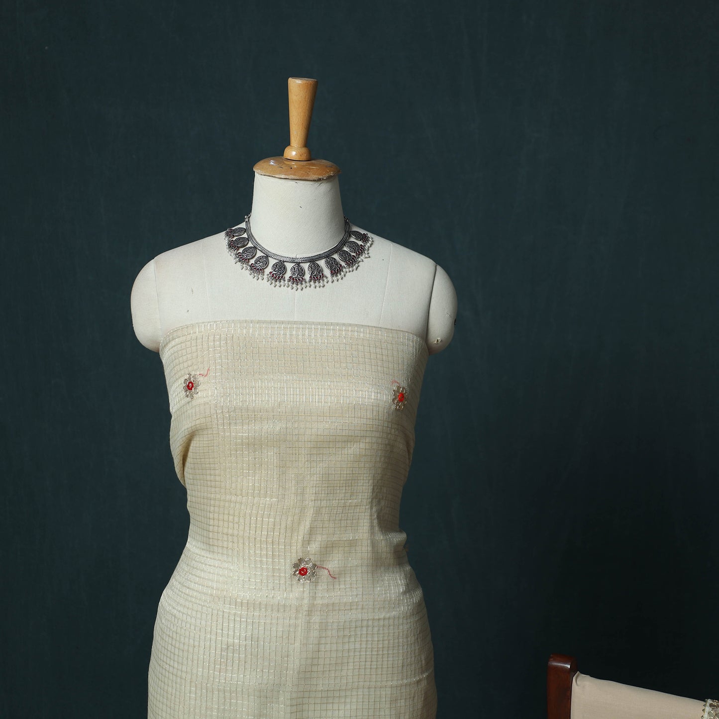 3pc Gota Patti Work Kota Doria Cotton Unstitched Dress Material Suit Set 12