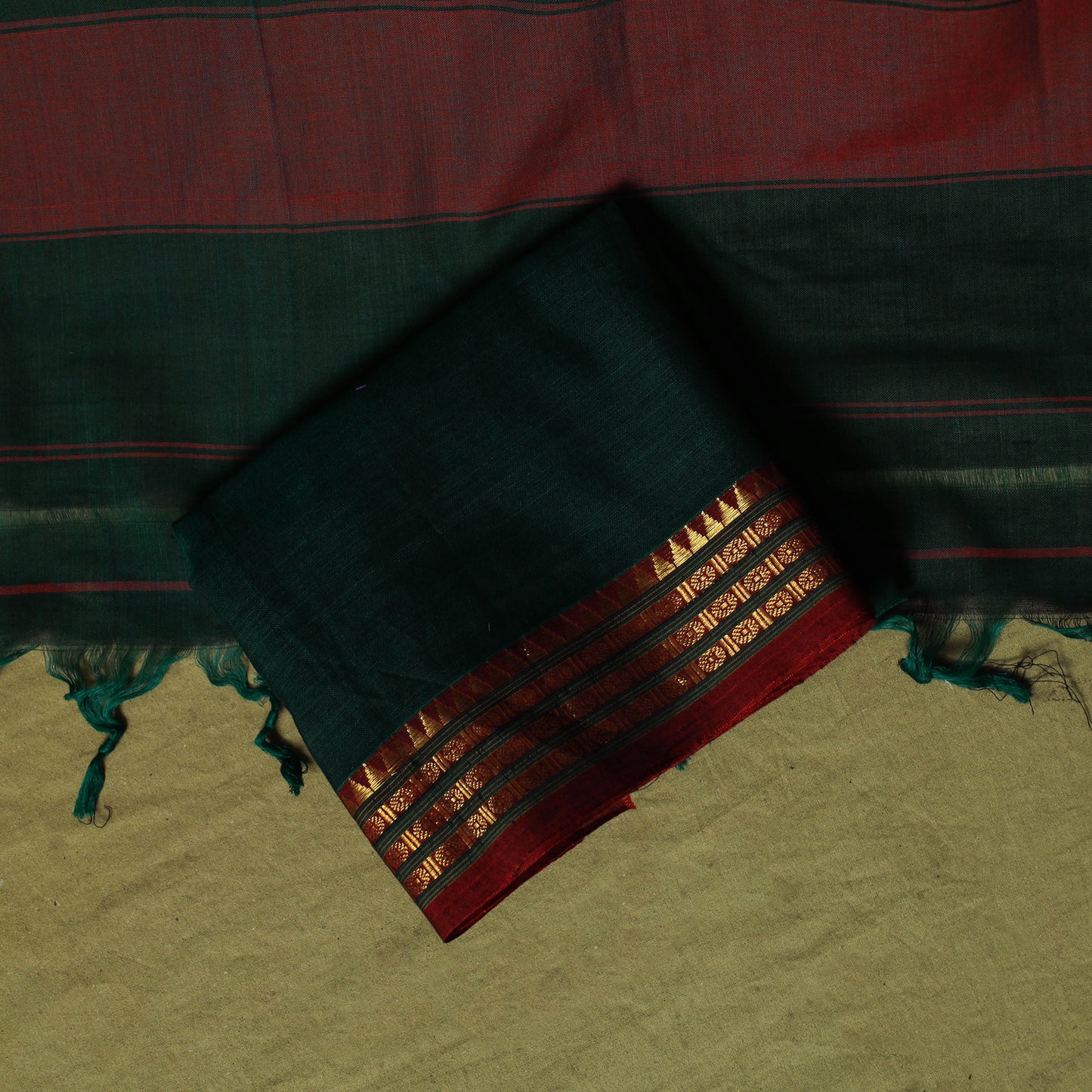 Dharwad Cotton 3pc Unstitched Dress Material Suit Set with Woven Zari Border 29