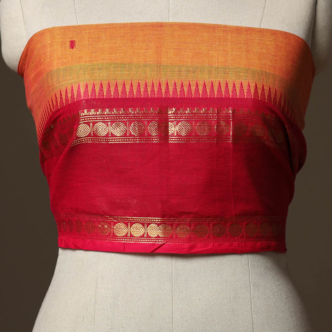 Orange - Kanchipuram Weave Cotton Blouse Piece 59