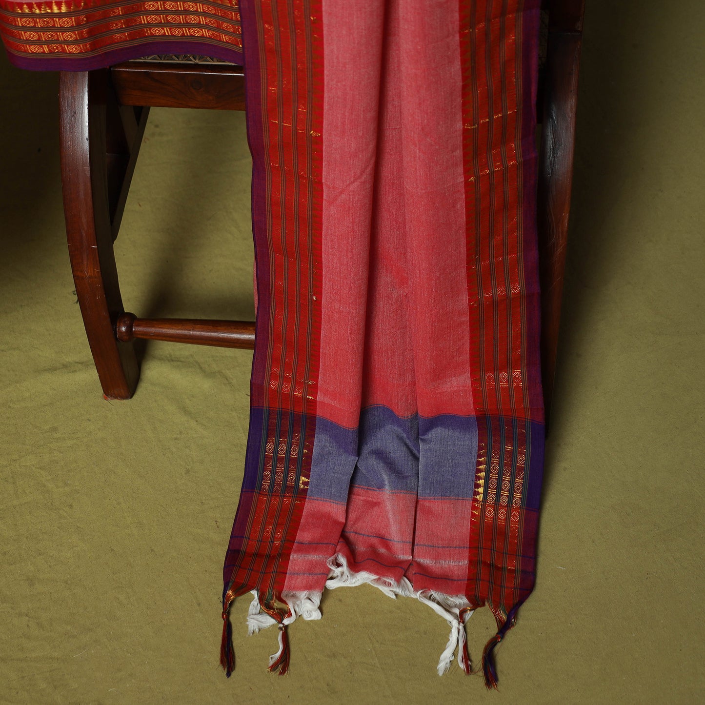 Dharwad Cotton 3pc Unstitched Dress Material Suit Set with Woven Zari Border 31