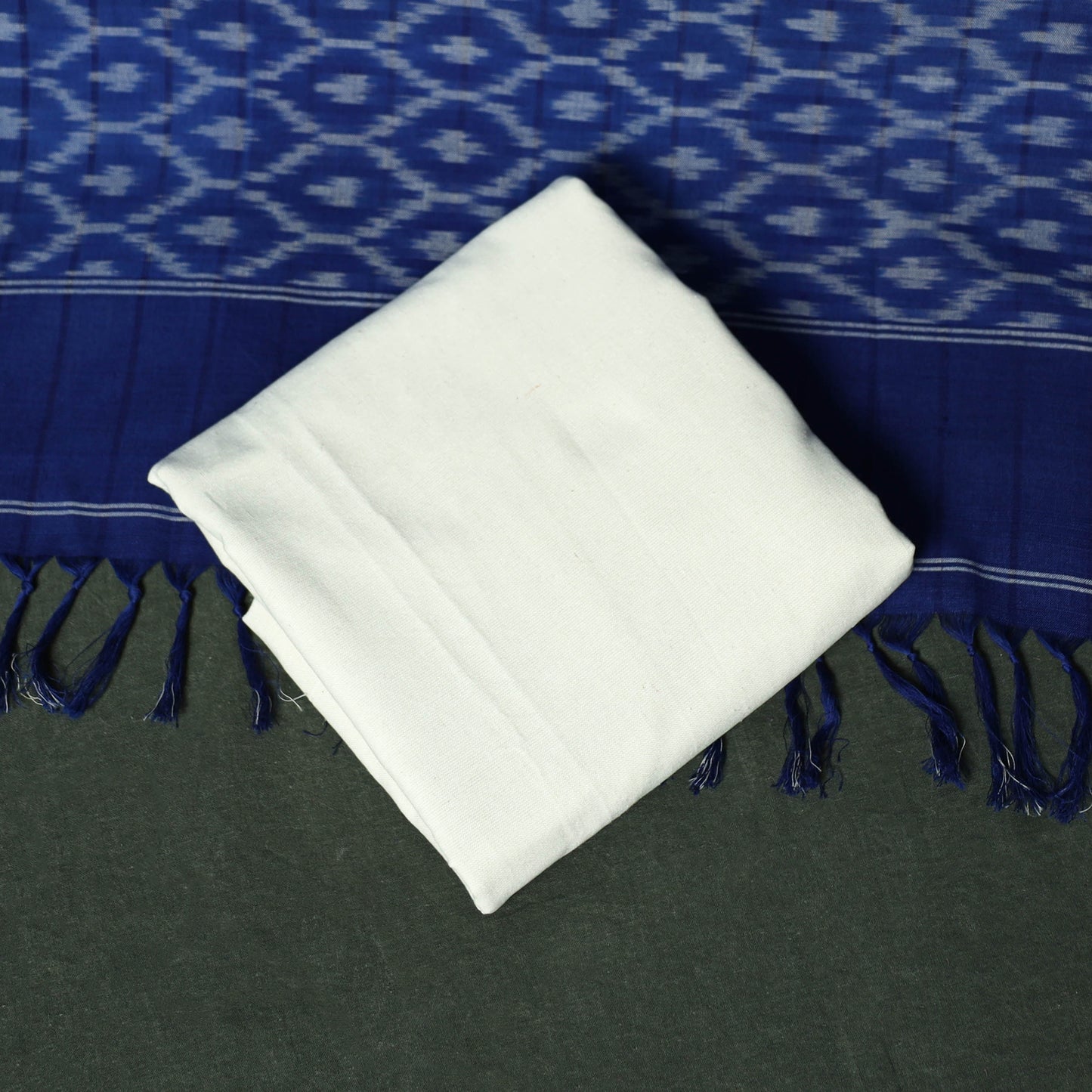 Pochampally Ikat Cotton 3pc Unstitched Dress Material Suit Set 17