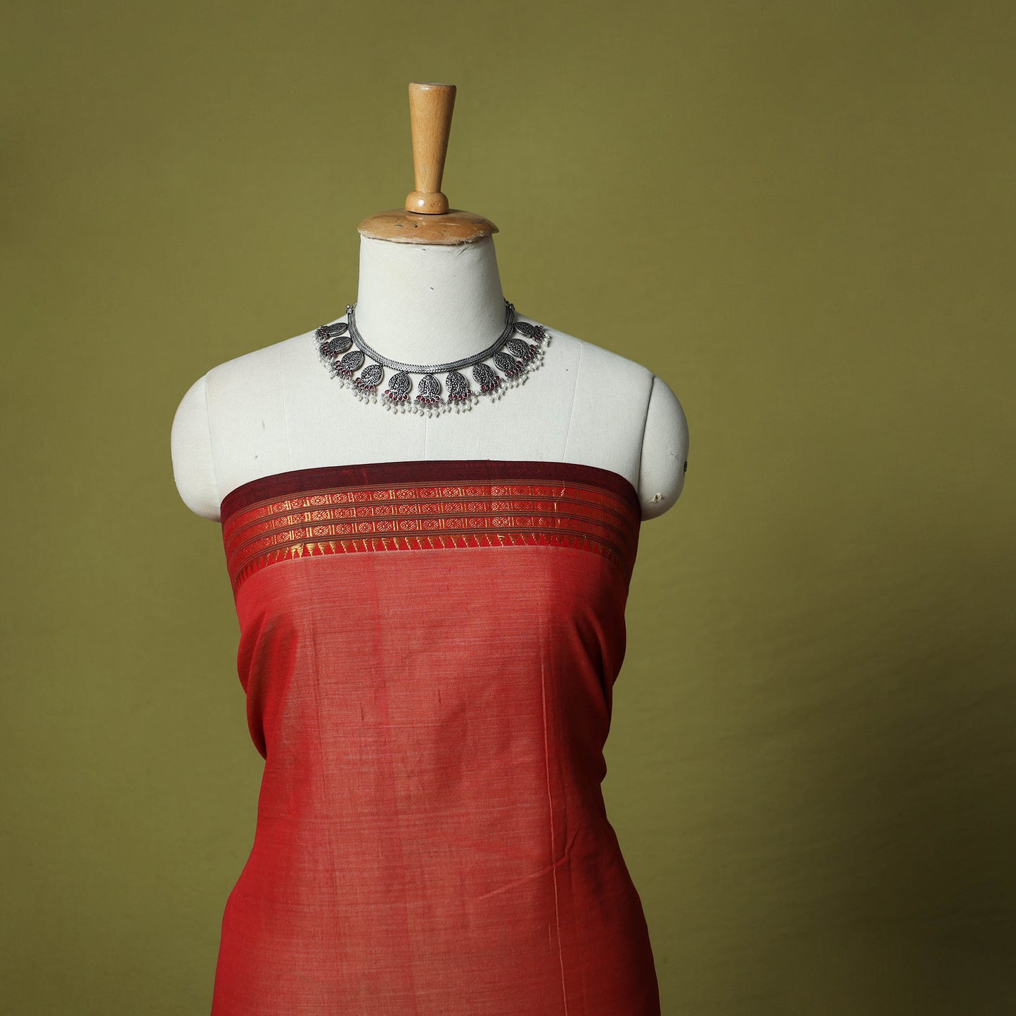Dharwad Cotton 3pc Unstitched Dress Material Suit Set with Woven Zari Border 34