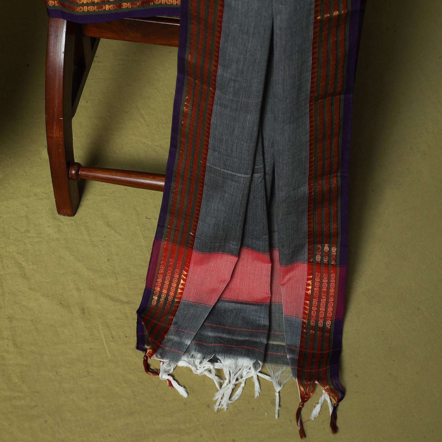 Dharwad Cotton 3pc Unstitched Dress Material Suit Set with Woven Zari Border 37