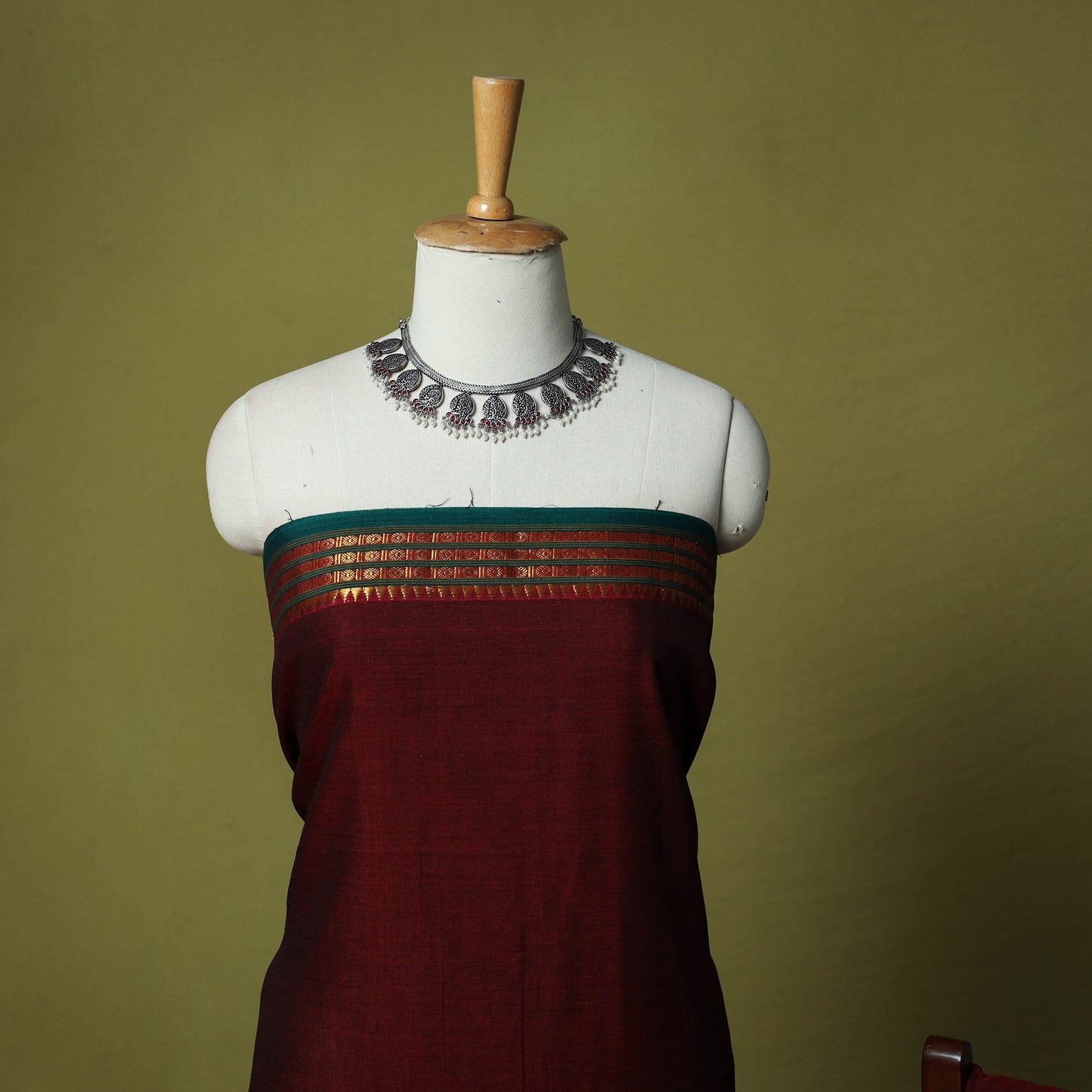 Dharwad Cotton 3pc Unstitched Dress Material Suit Set with Woven Zari Border 38