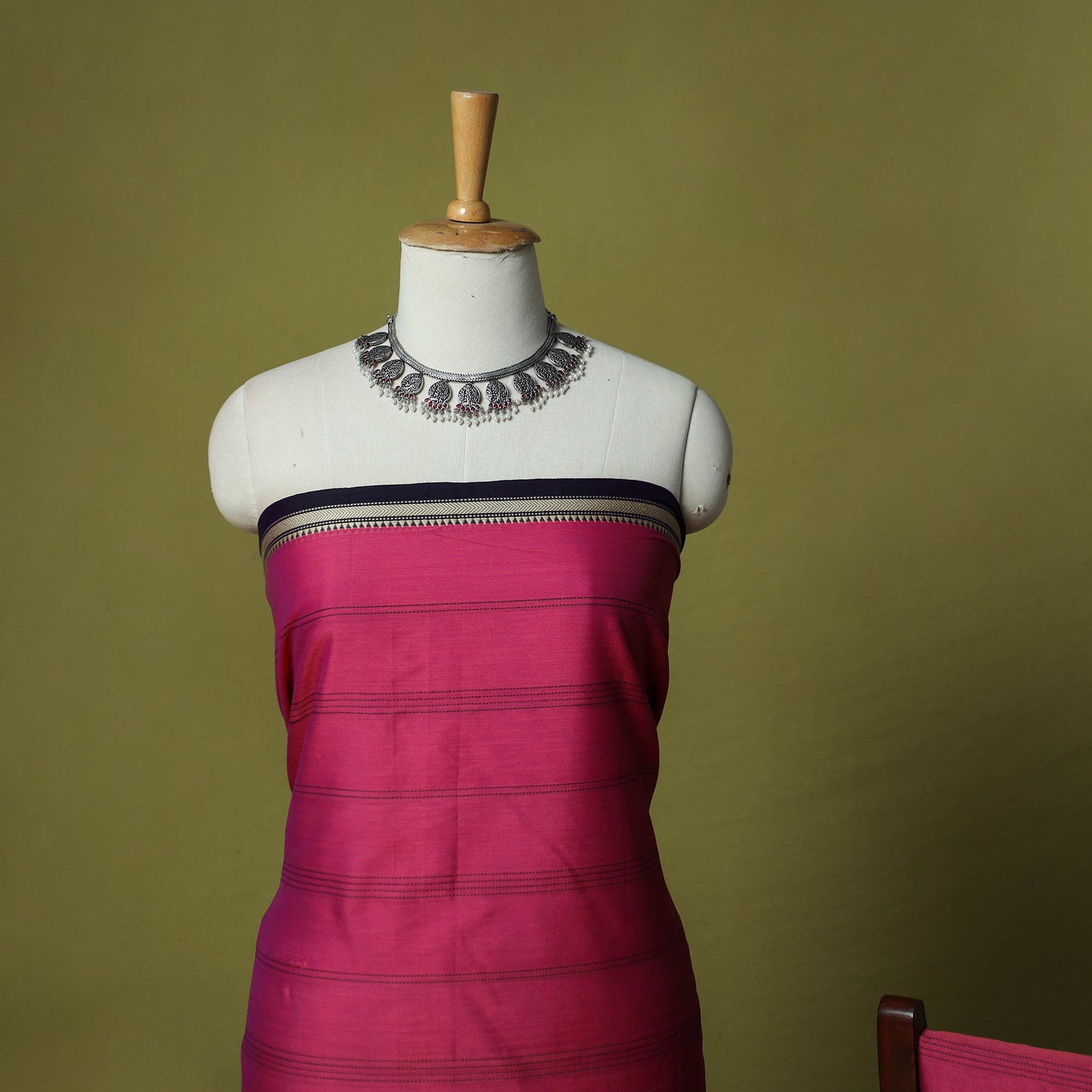 Dharwad Cotton 3pc Unstitched Dress Material Suit Set with Woven Border 41