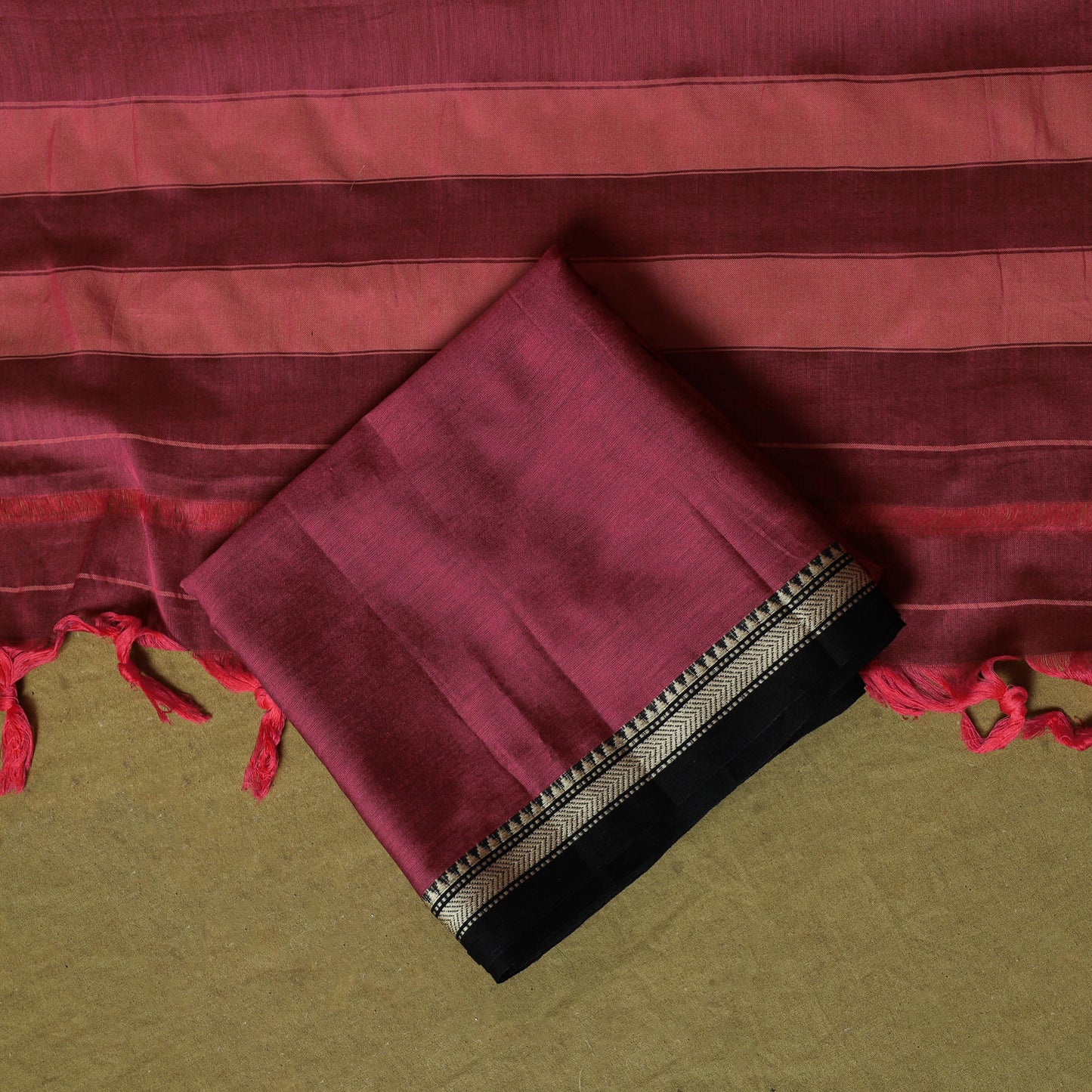 Dharwad Cotton 3pc Unstitched Dress Material Suit Set with Woven Border 42